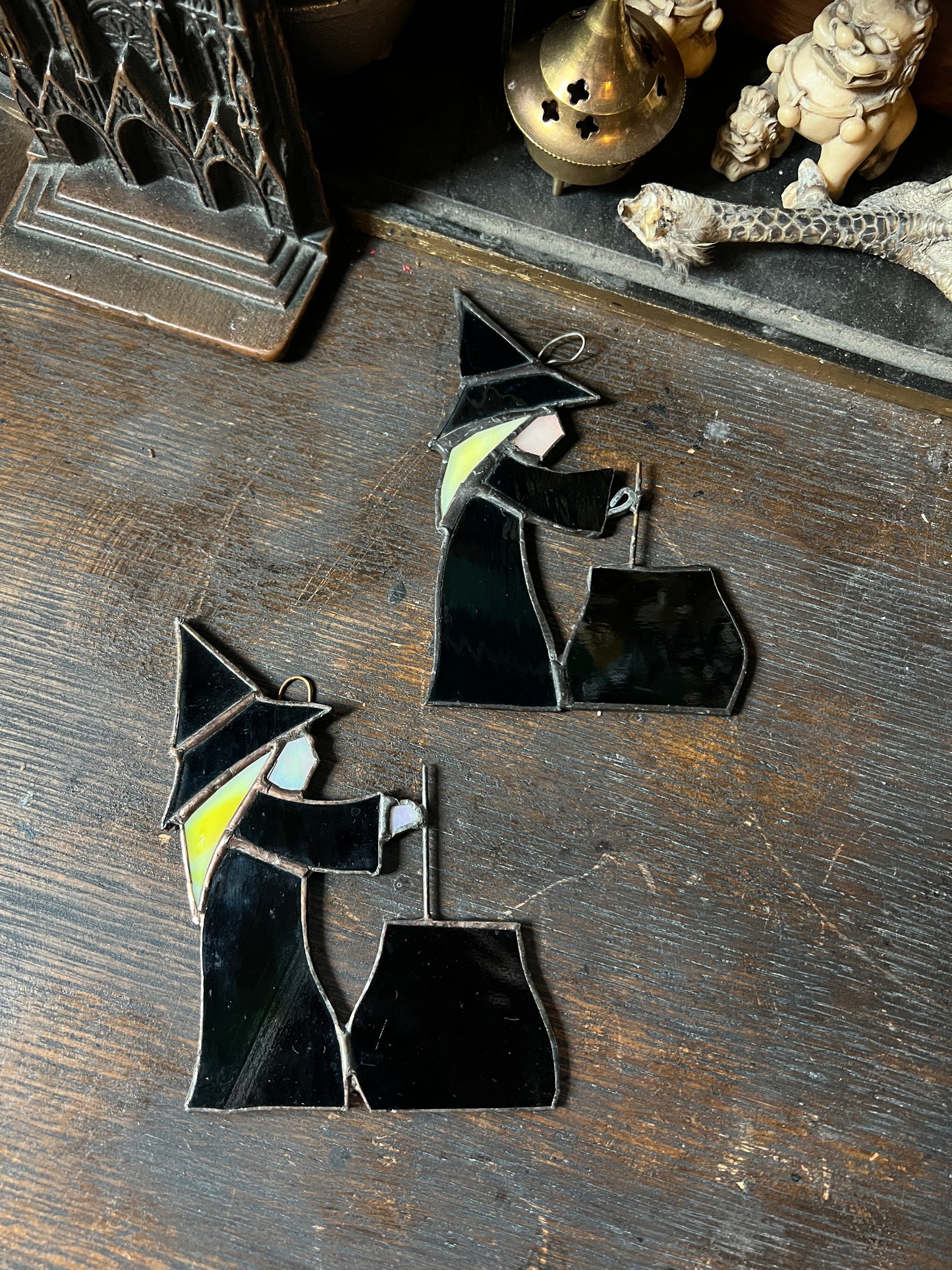 Stained Glass Witches W/ Cauldrons