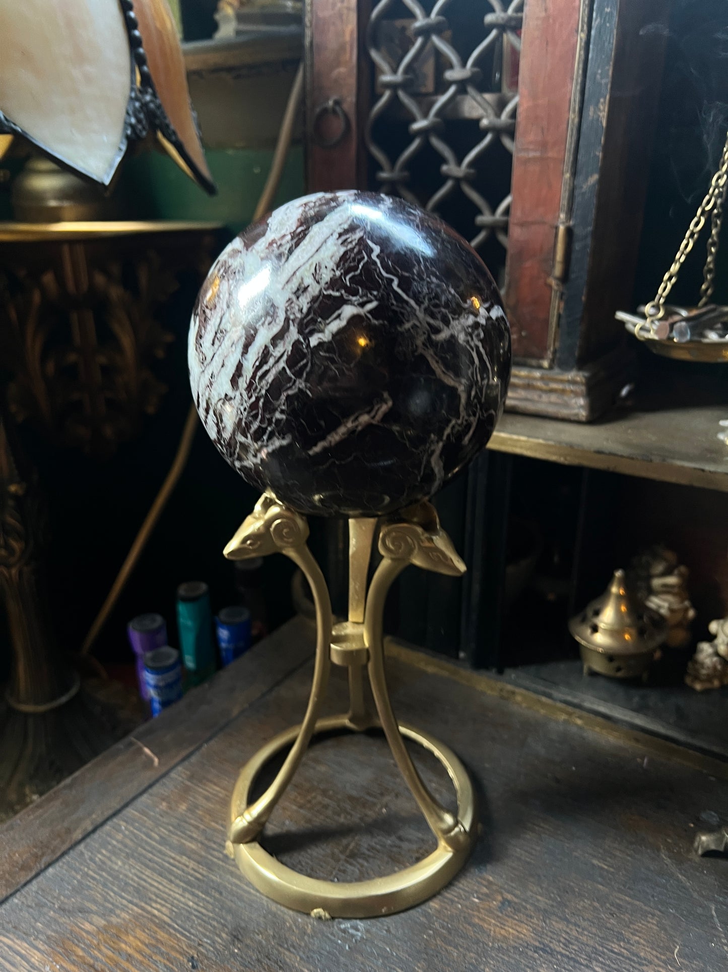 Italian Marble Sphere Goat Head Stand