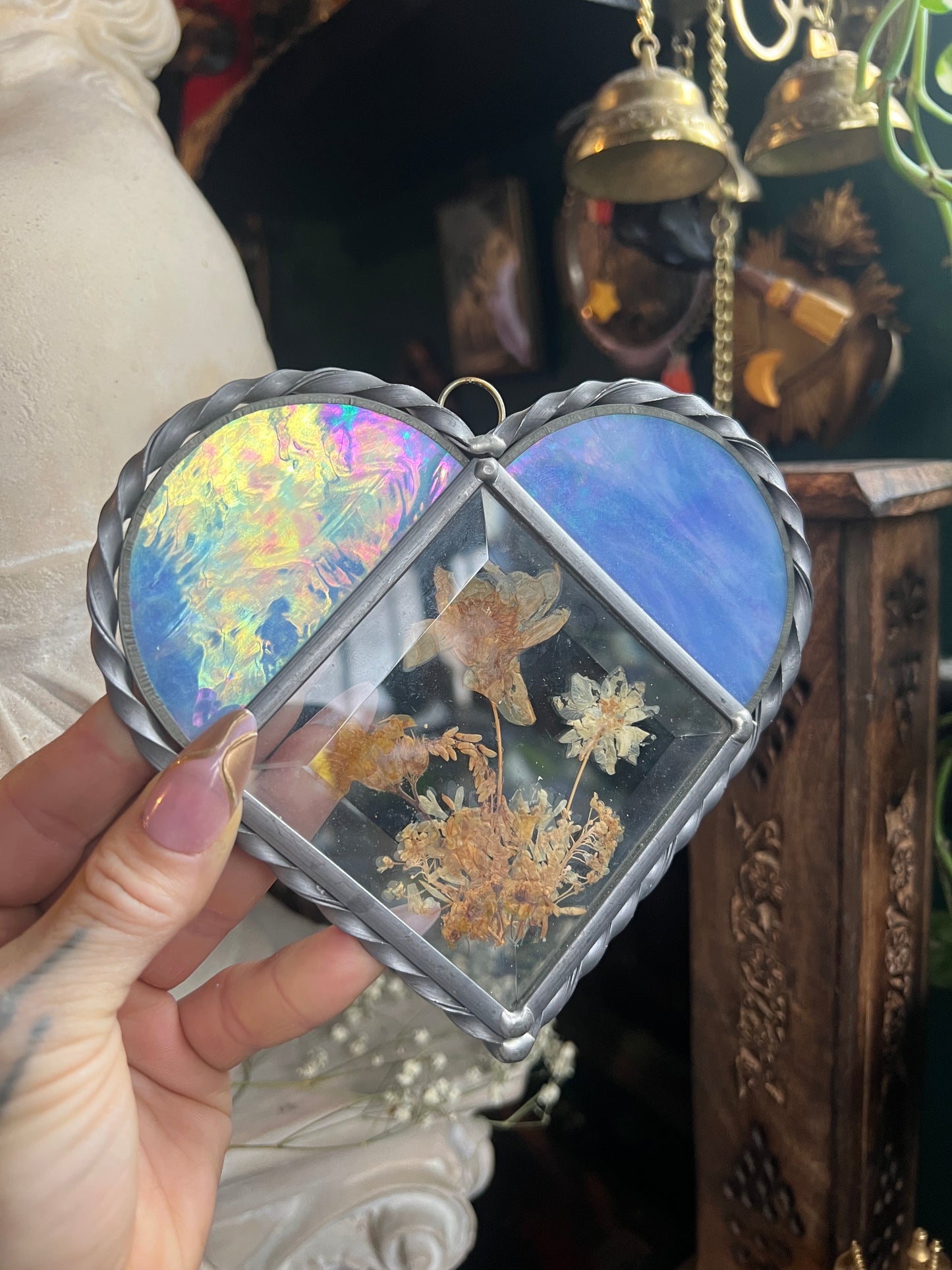 Stained Glass Heart Sun Catcher