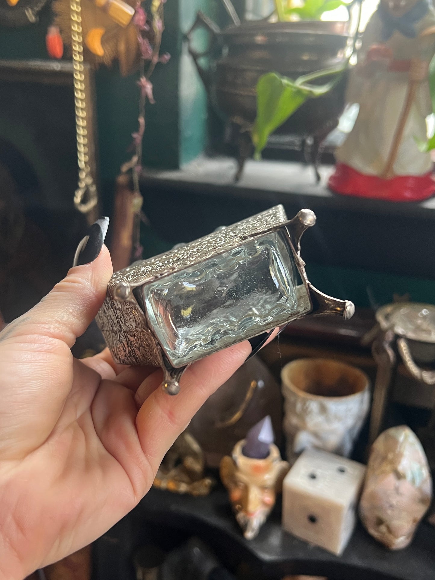 Ornate Silver-Plated & Glass Perfume Bottle