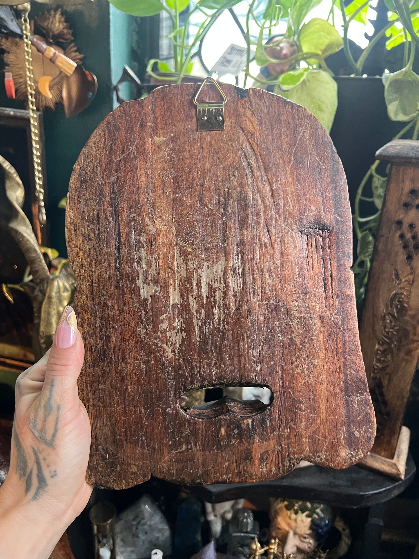Hand Carved Wooden Laughing Buddha Mask