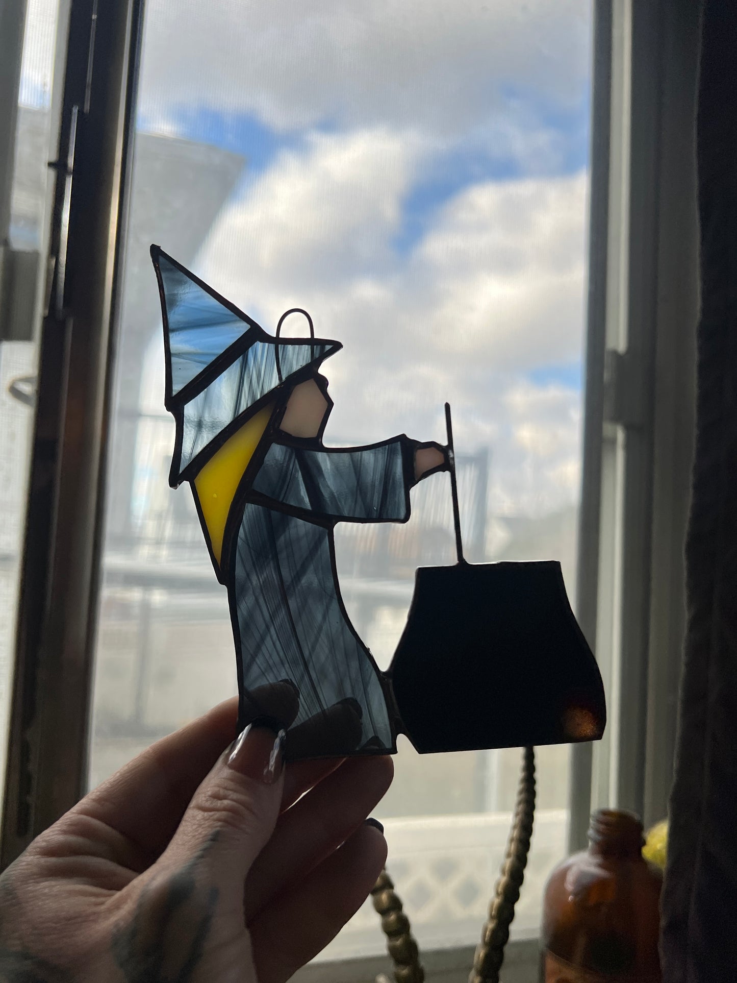 Stained Glass Witches W/ Cauldrons