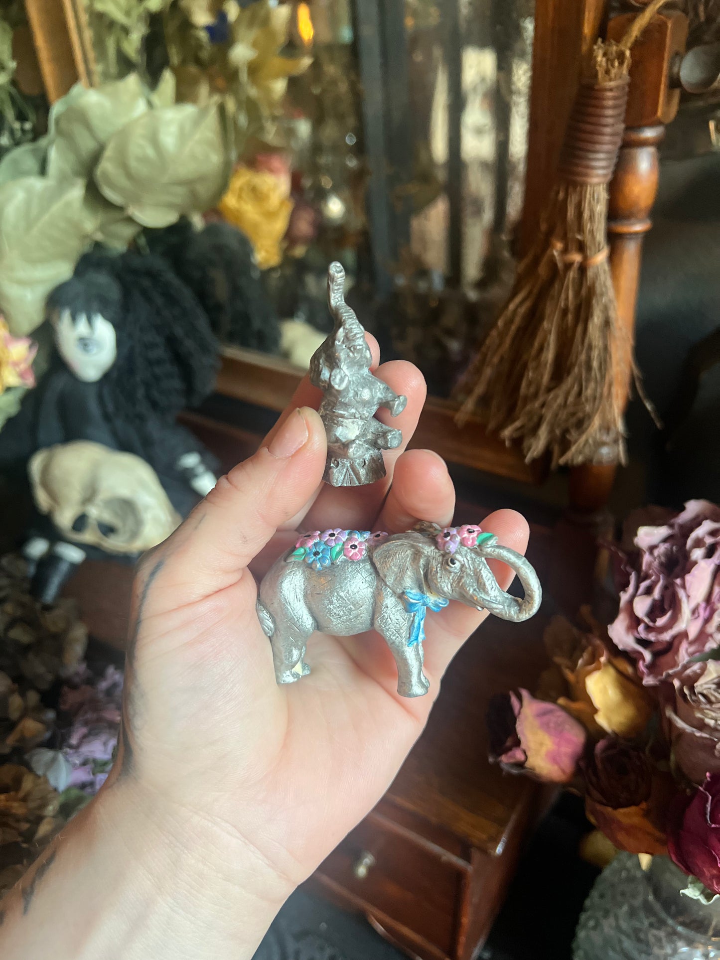 Pair of Pewter Elephants