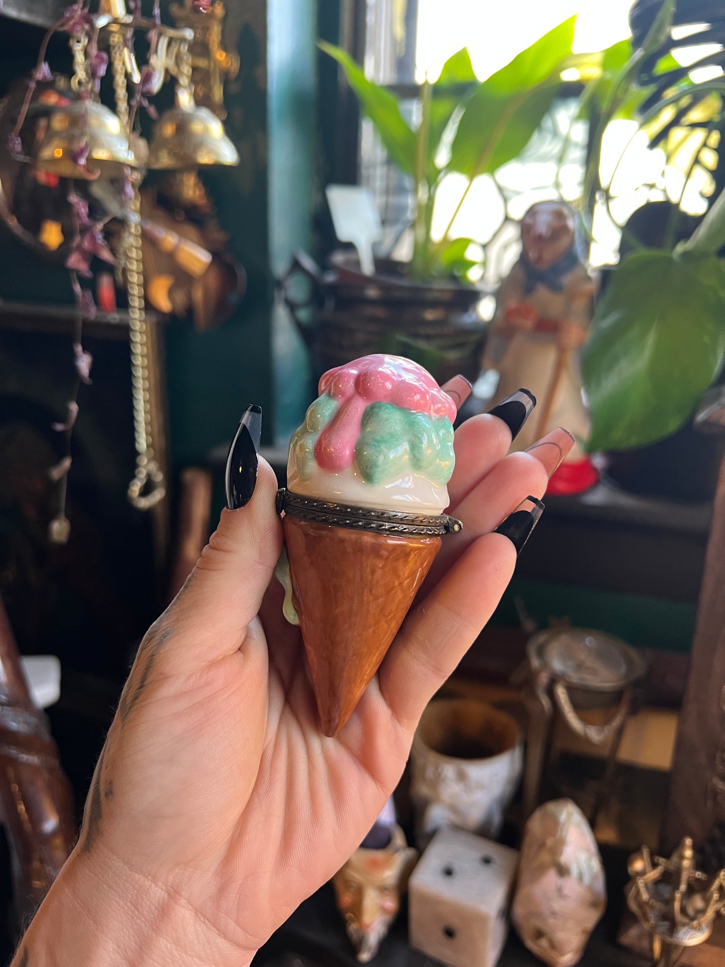 Porcelain Ice Cream Cone Hinged Trinket Box