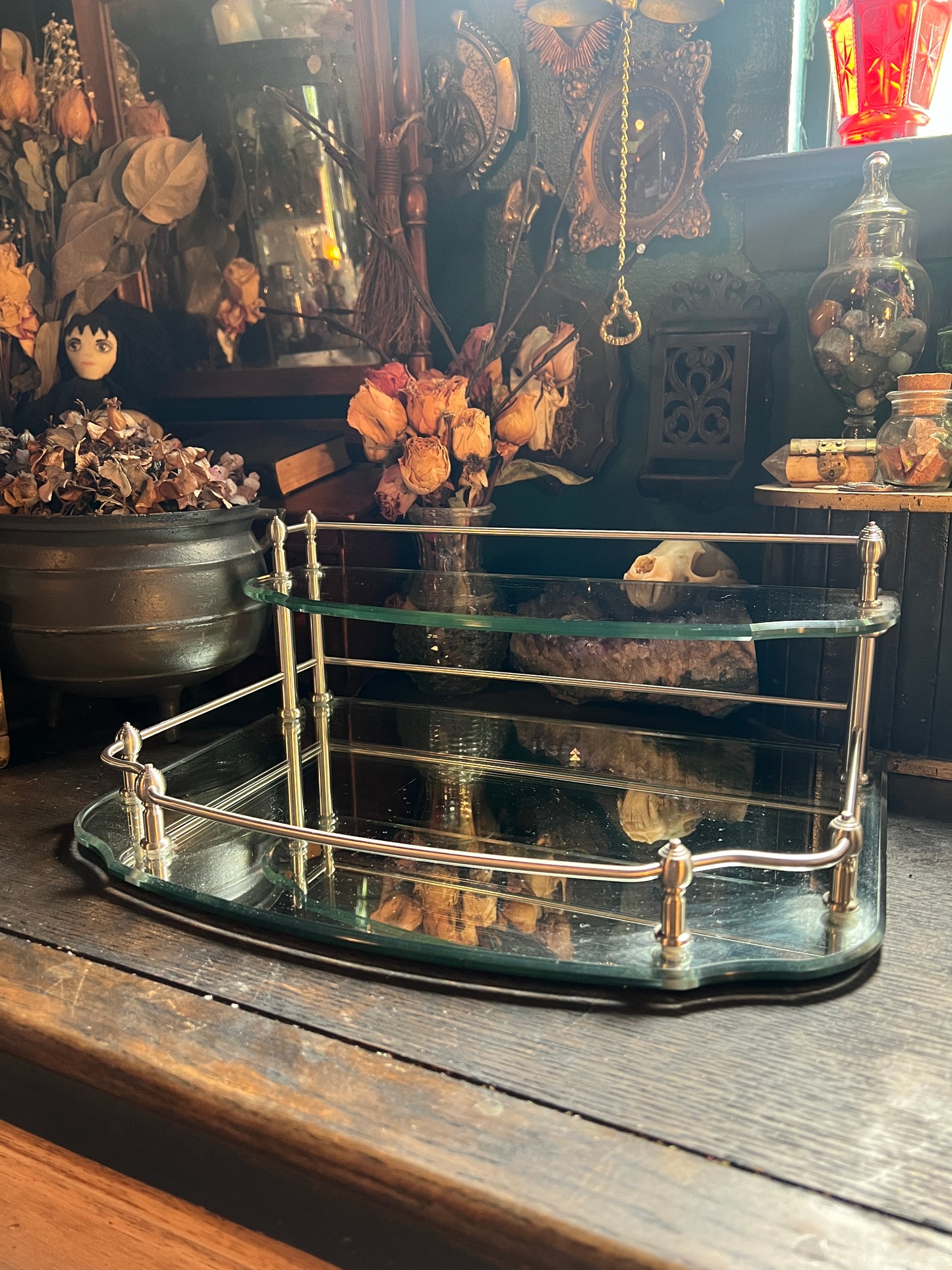 Two Tiered Glass Vanity Tray