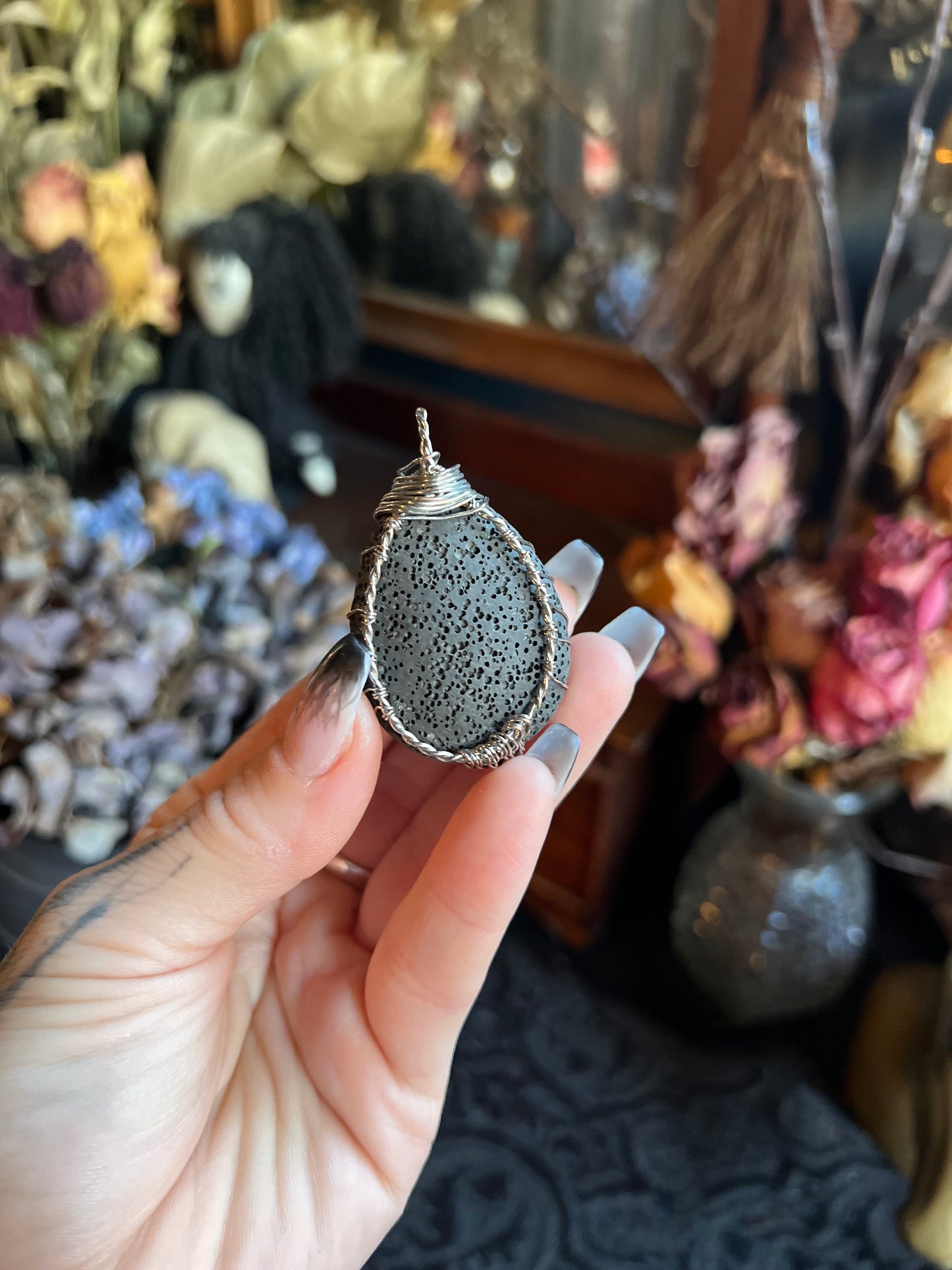 Lava Rock Tree of Life Pendant