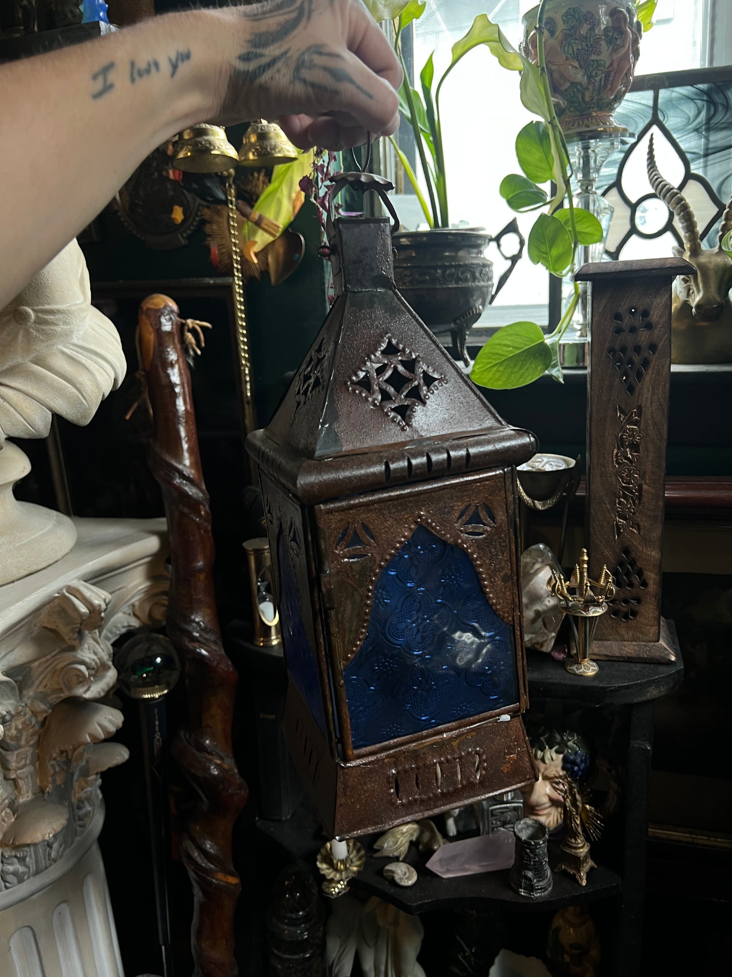 Moroccan Blue Glass Lantern