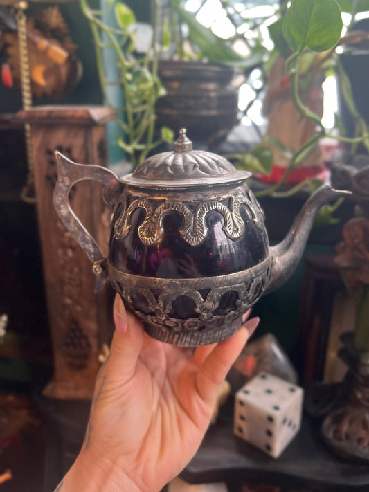 Amethyst Ornate Silver-plated Teapot