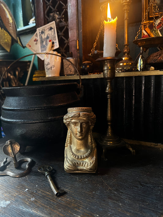 Antique Bronze Egyptian Head Caryatid