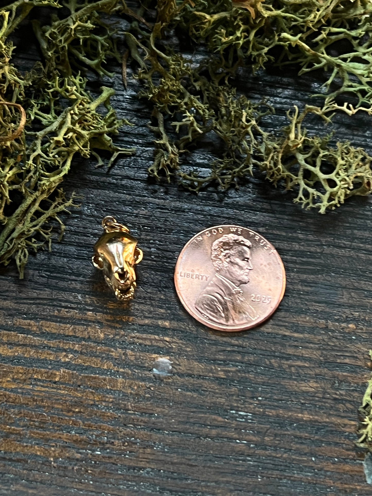 Bronze Cat Skull Charm