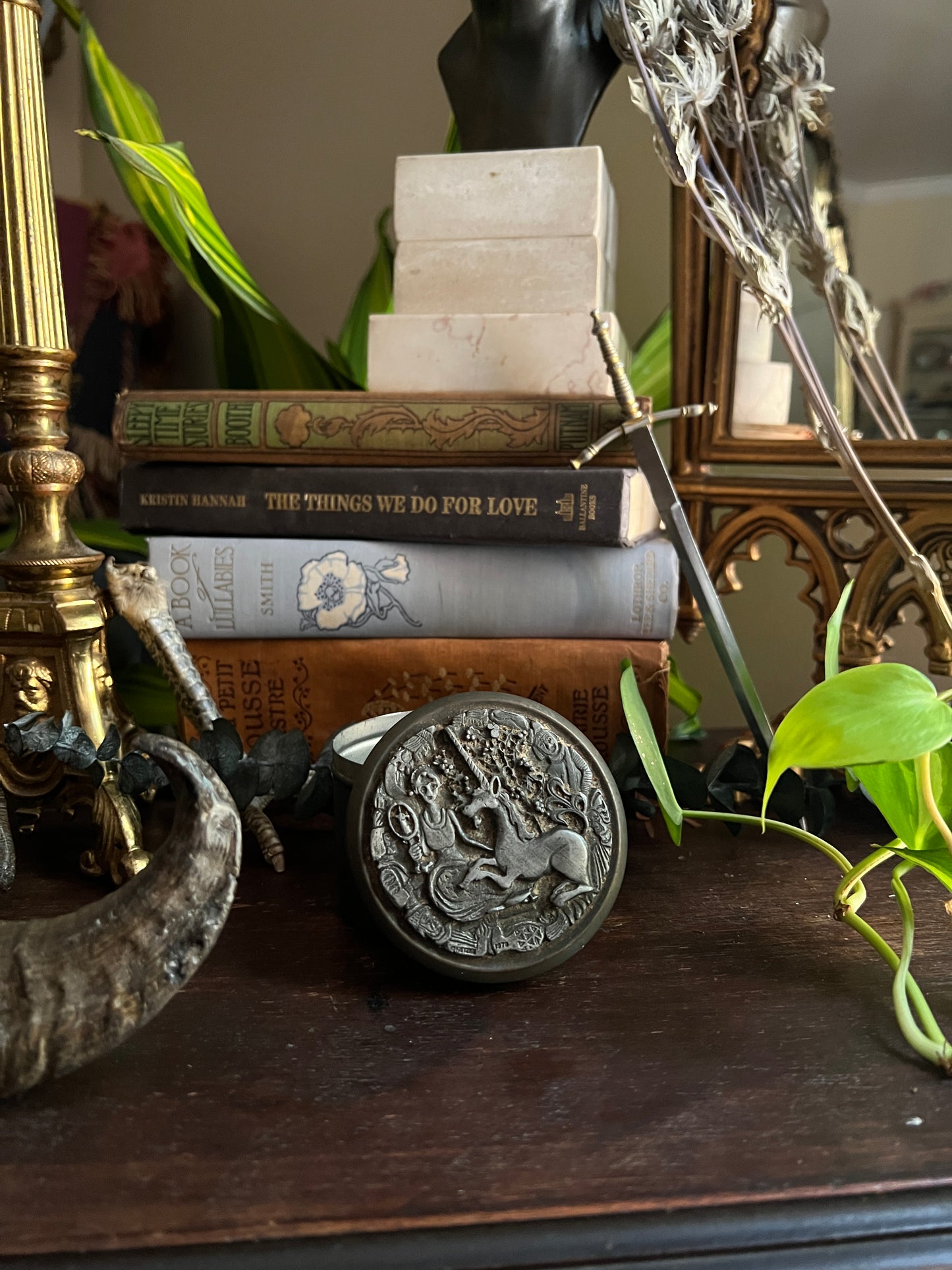 1978 Unicorn Pewter Trinket Box
