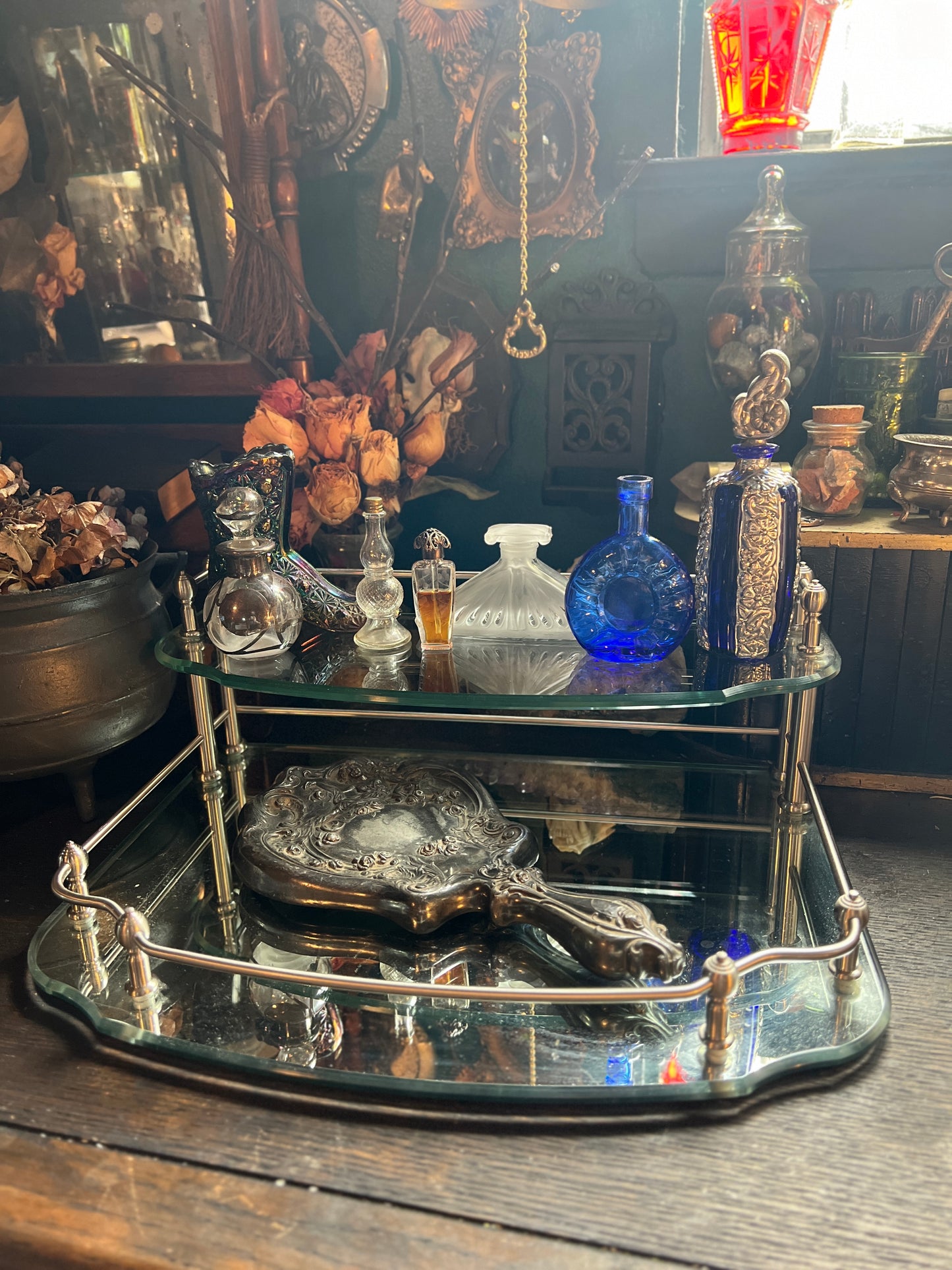 Two Tiered Glass Vanity Tray