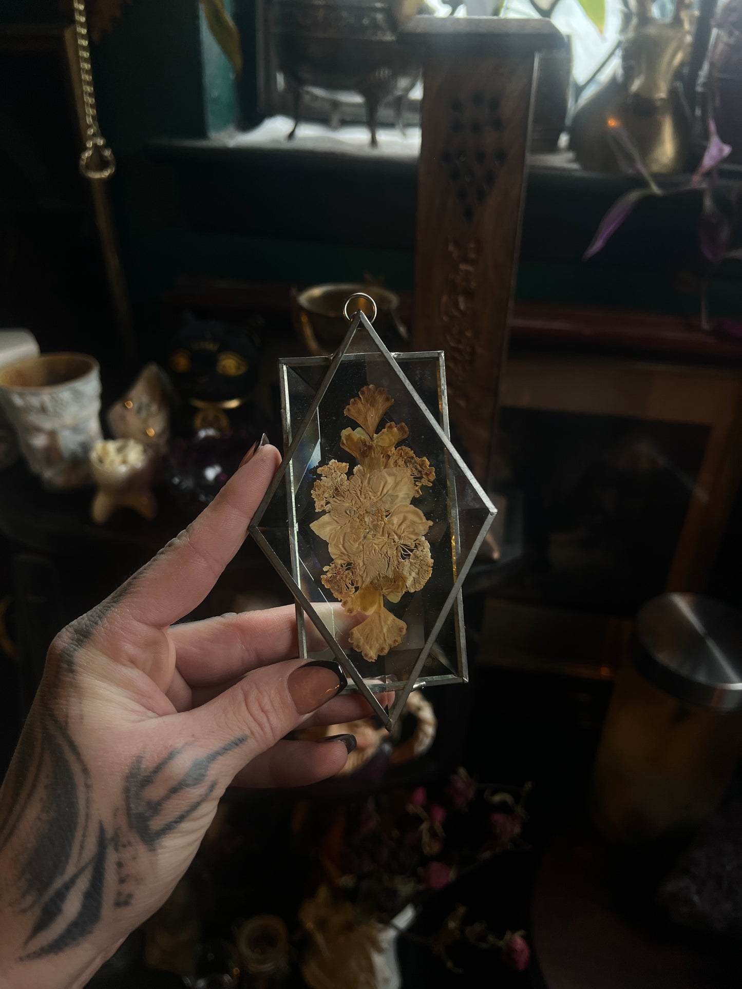 Abstract Pressed Floral Sun Catcher