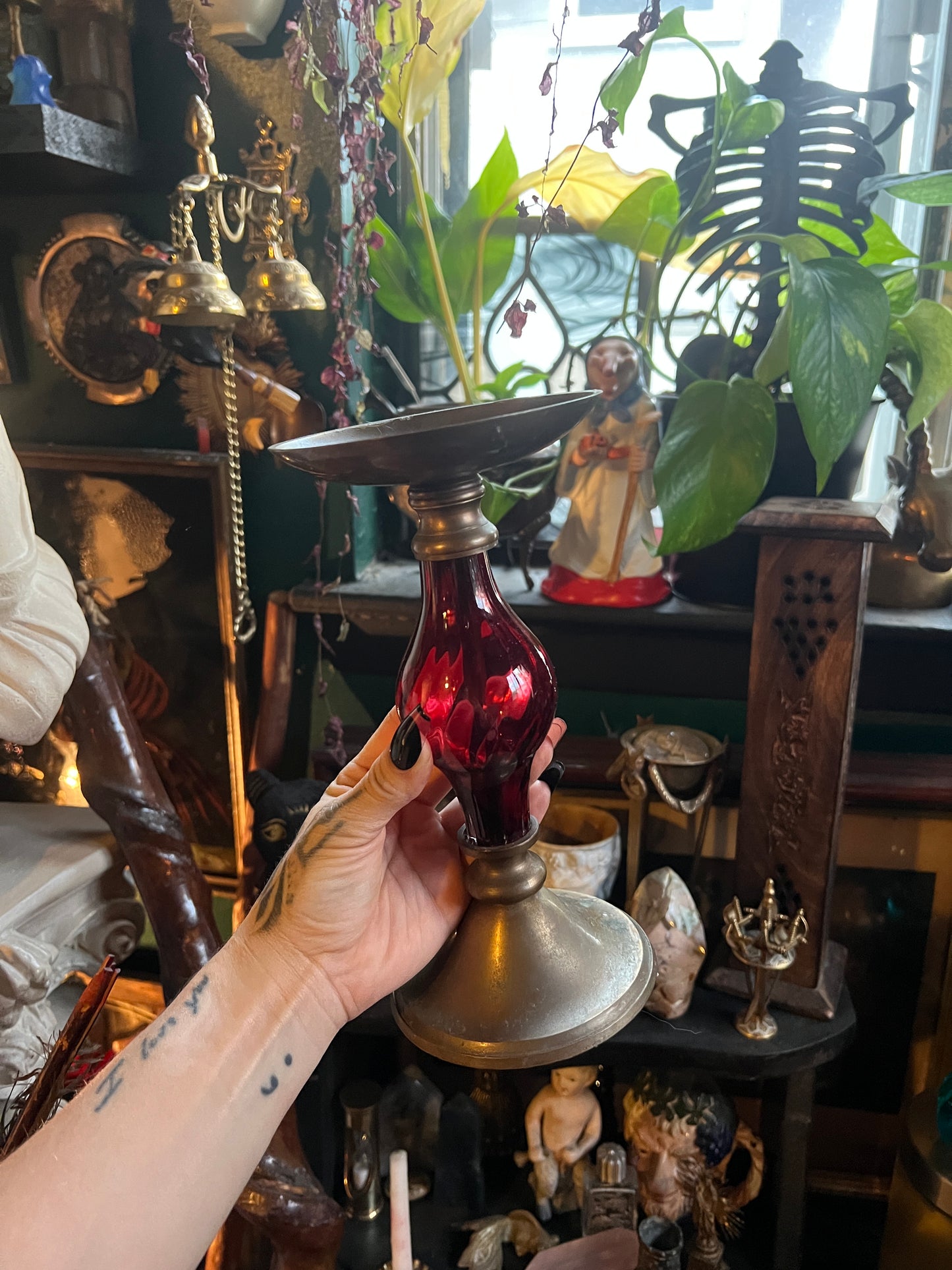 Ruby Red Pillar Candle Holder