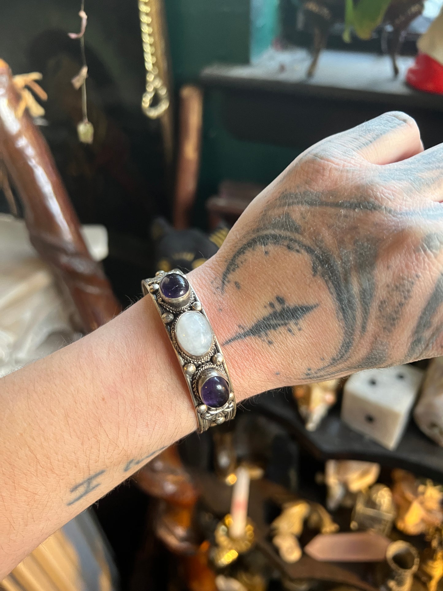 Moonstone & Amethyst Bracelet