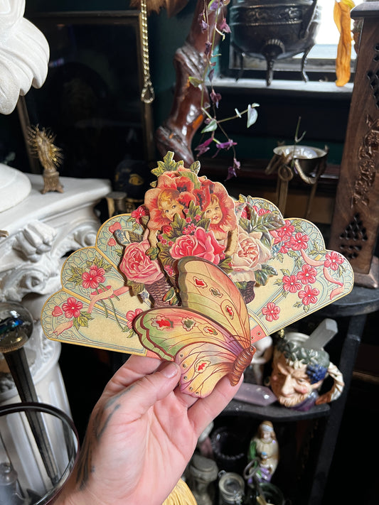 Vintage Victorian Fan Pop-Up Post Card