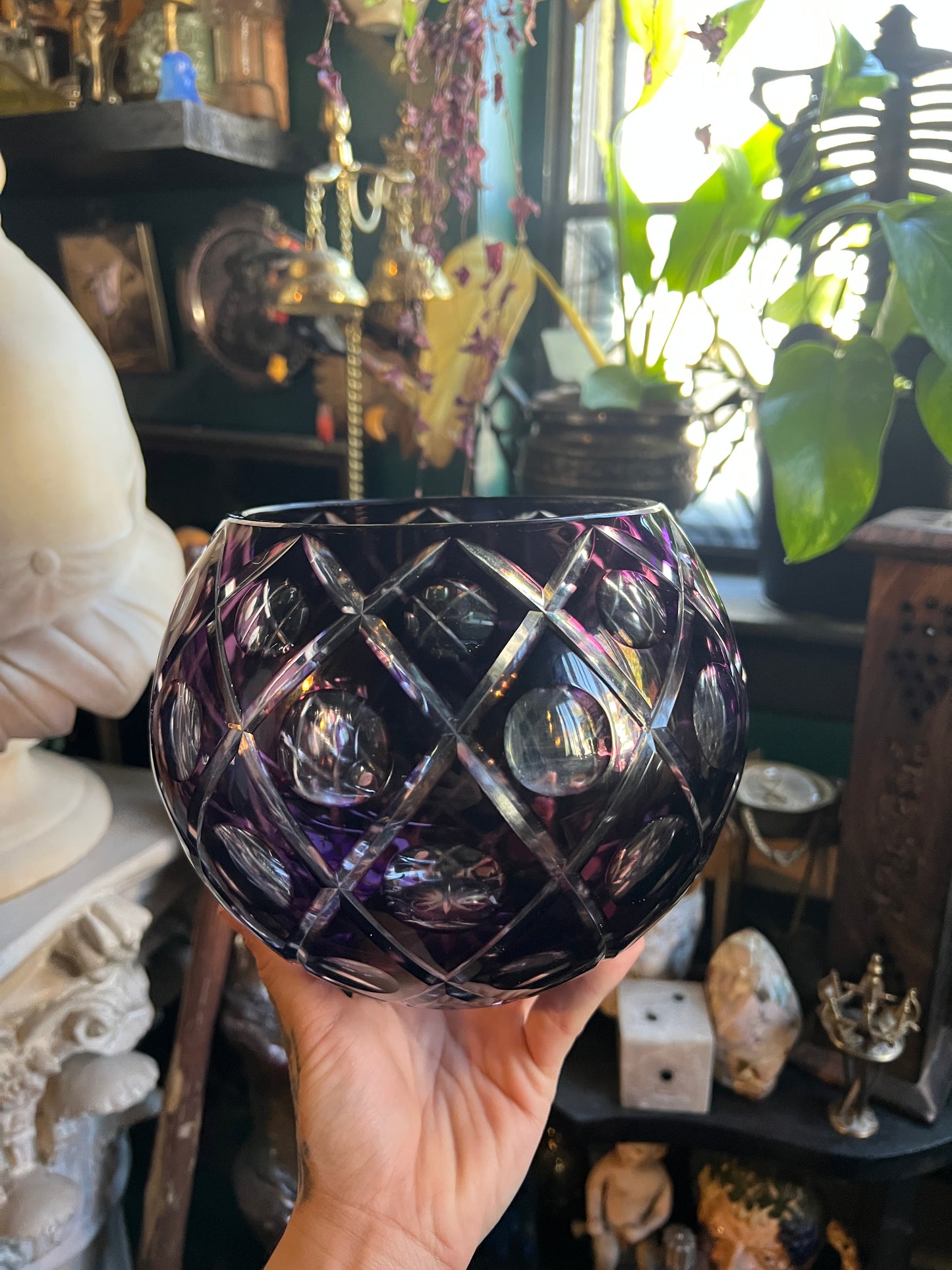 Amethyst Crystal Cut Votive Holder/Vase