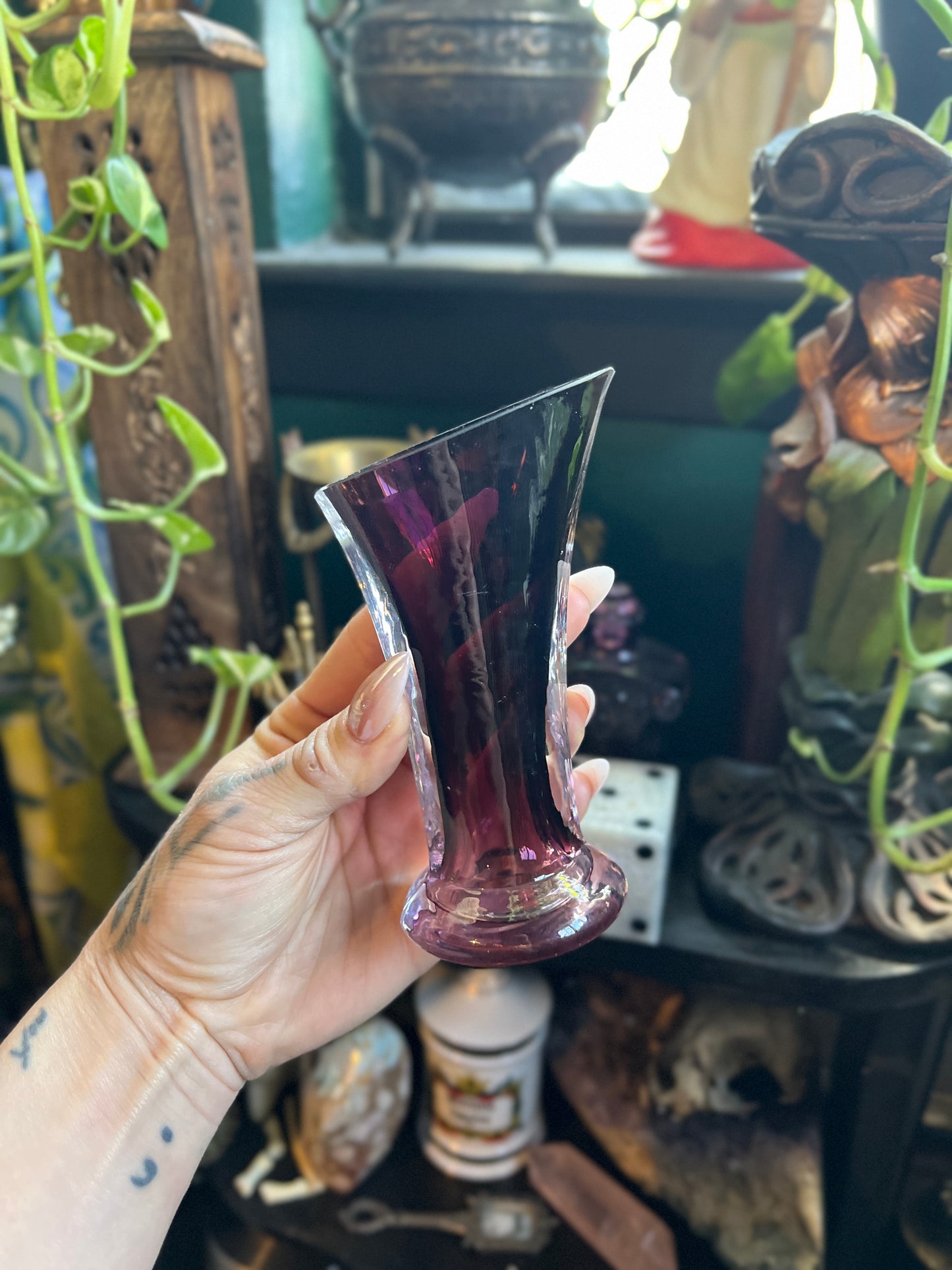 Mid-Century Mini Amethyst Glass Vase