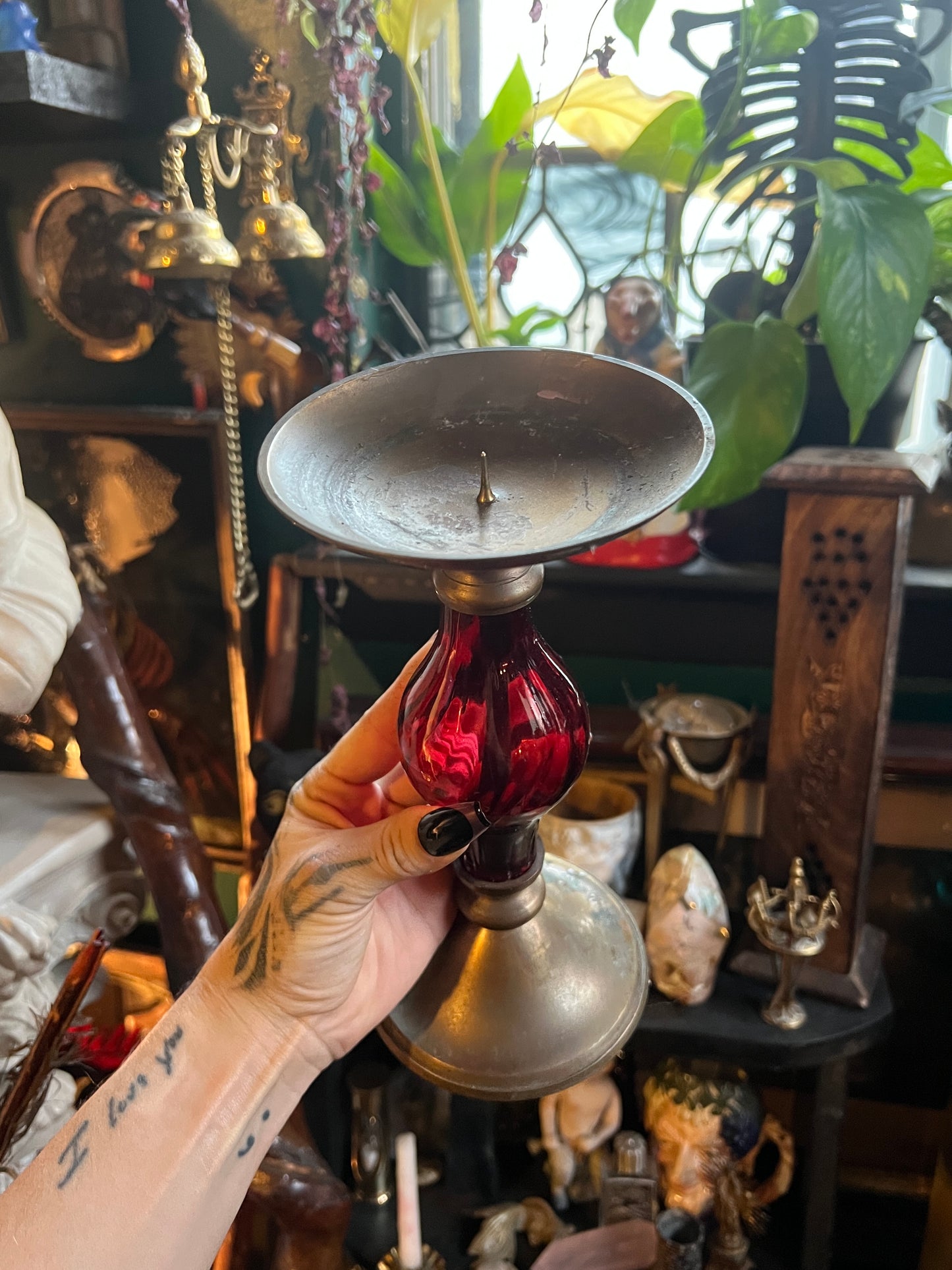 Ruby Red Pillar Candle Holder