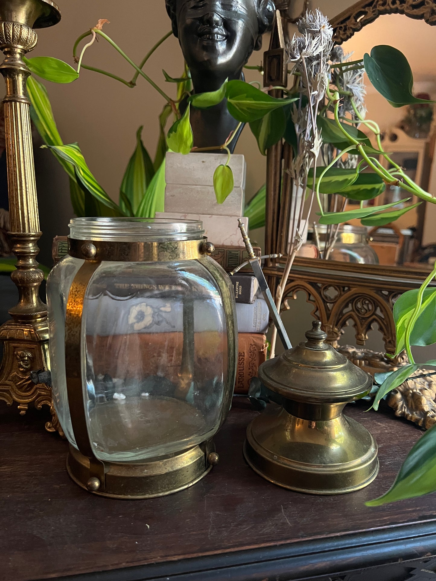 Brass & Glass Lantern Jar