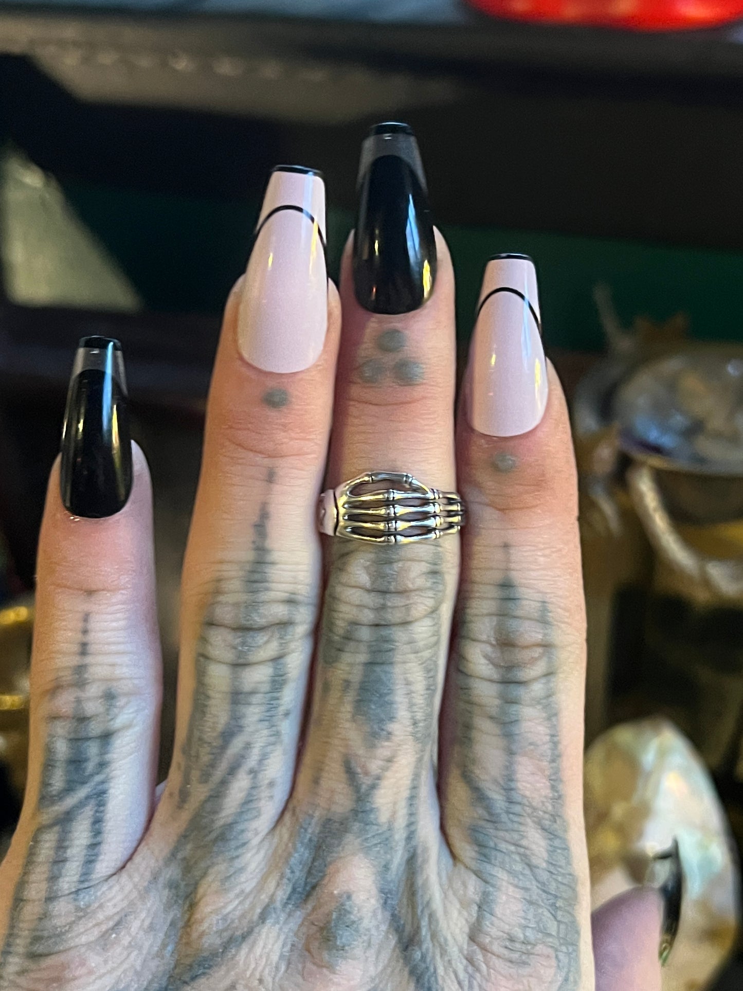 Sterling Skeleton Hand Ring