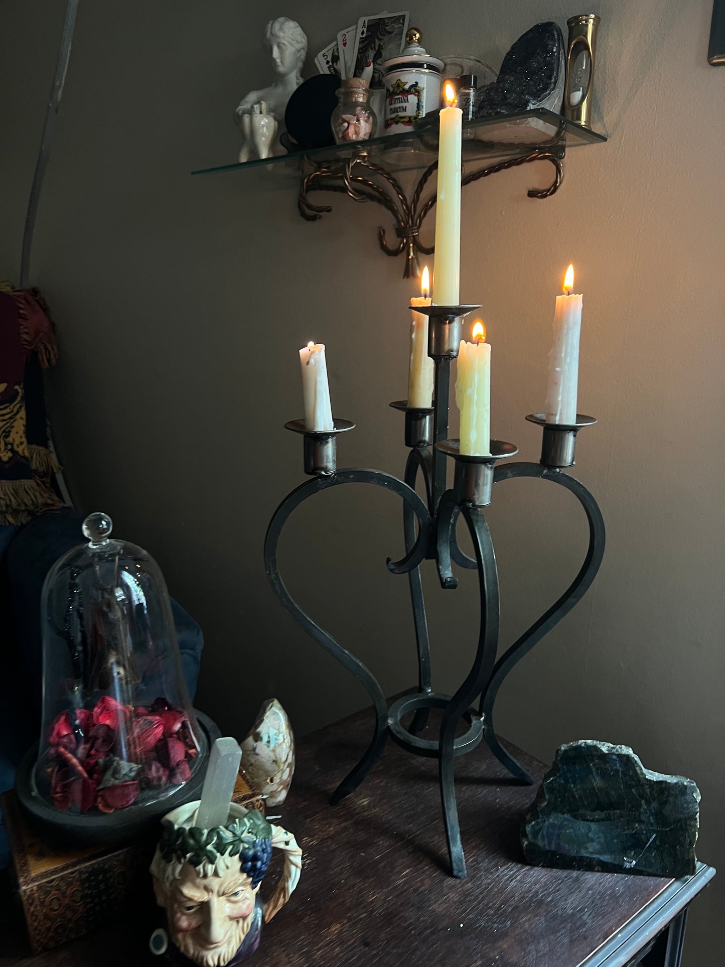 Wrought Iron Spanish Revival Heart Shaped Candelabra