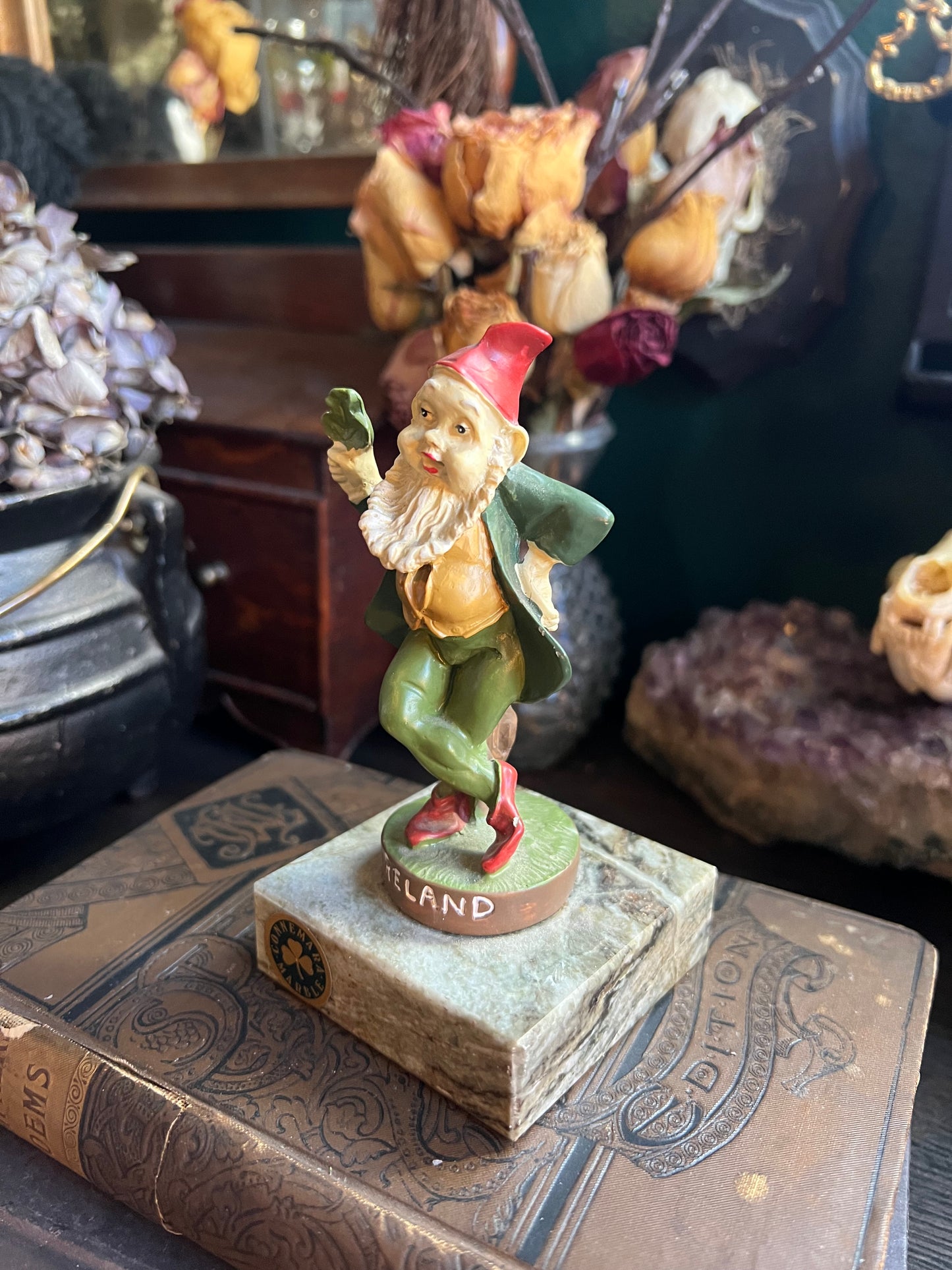 Irish Connemara Marble Leprechaun Statue