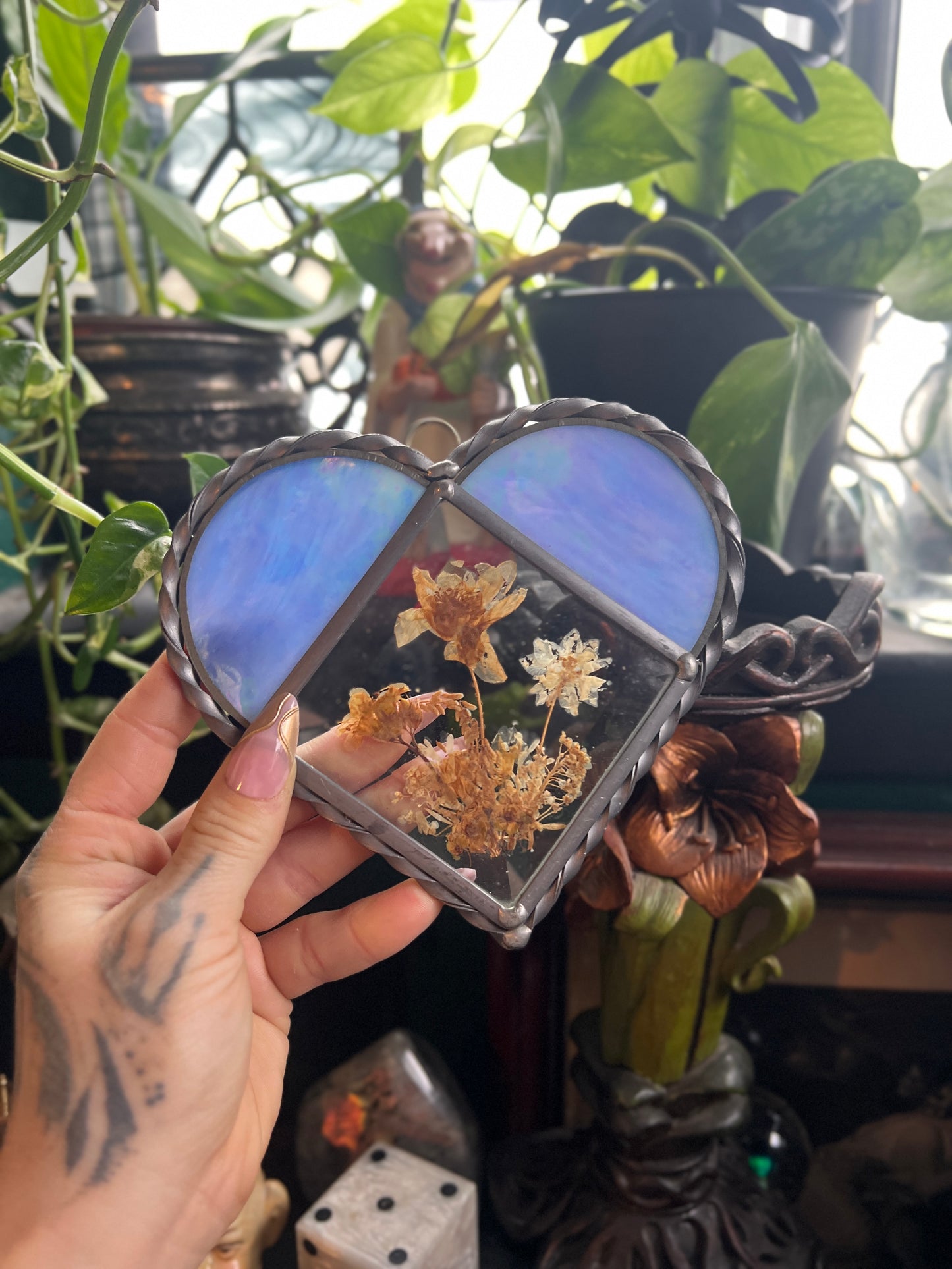 Stained Glass Heart Sun Catcher