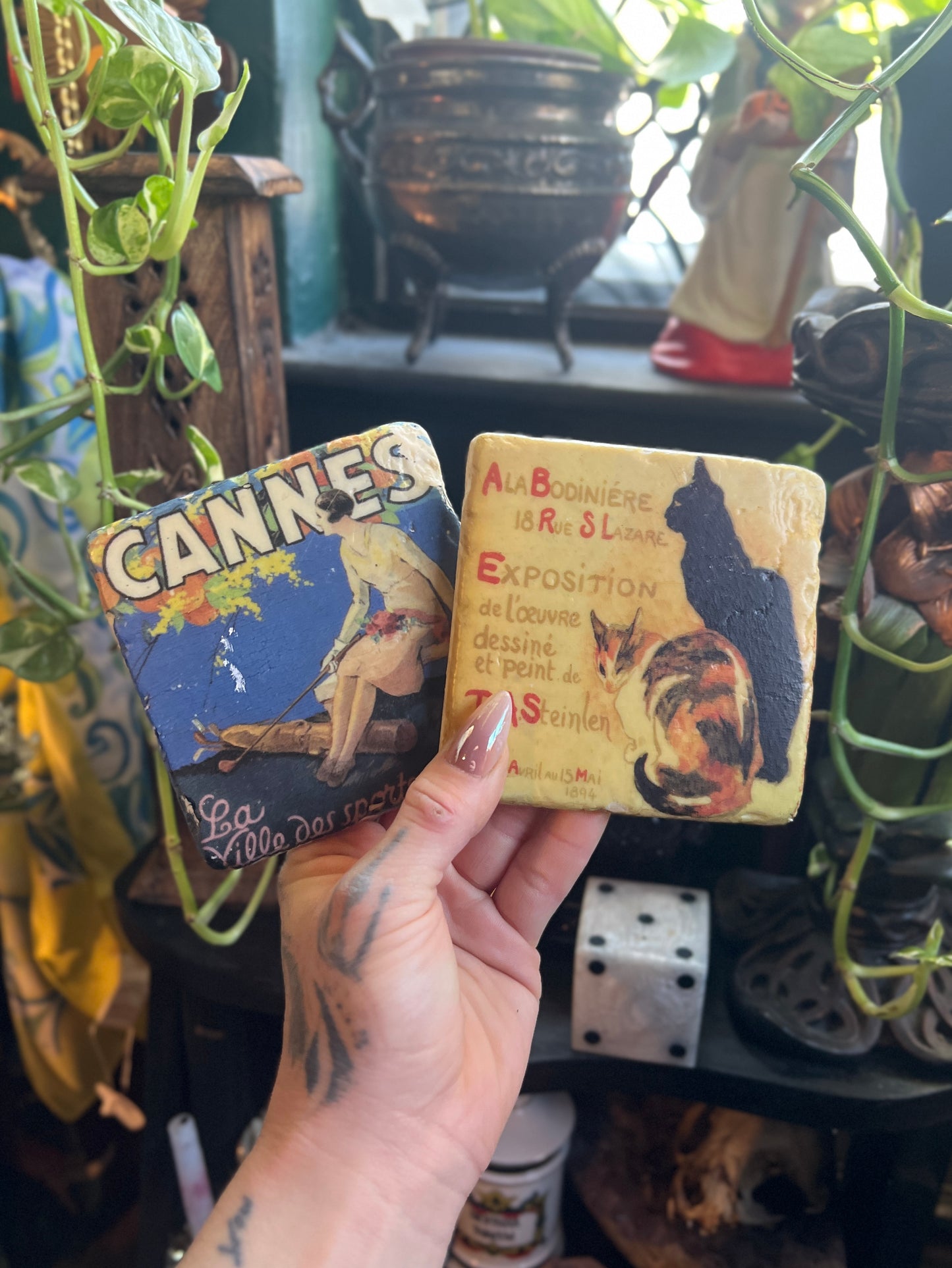 French Art Nouveau Tile Coasters