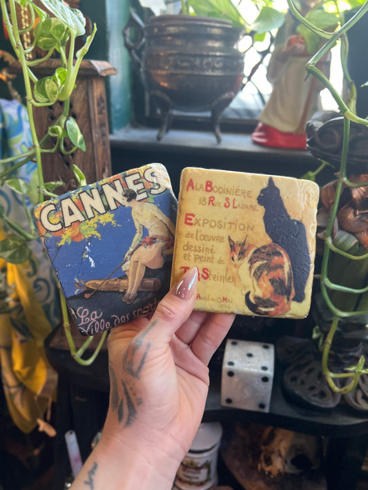 French Art Nouveau Tile Coasters