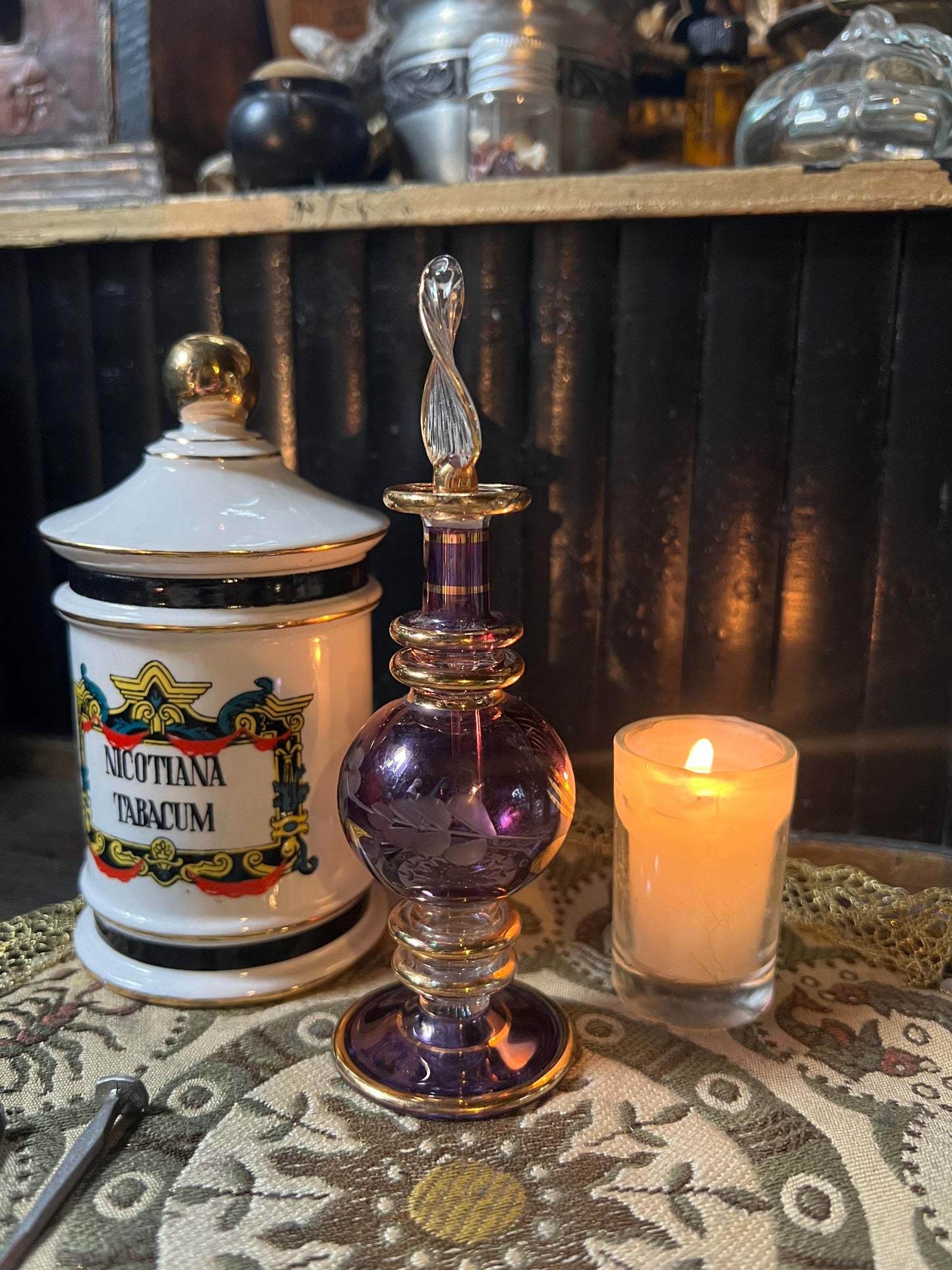Amethyst Egyptian Glass Perfume Bottle