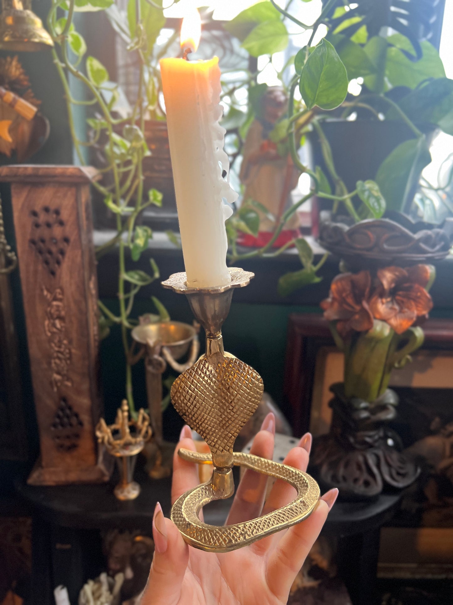 Brass Cobra Candlestick Holder