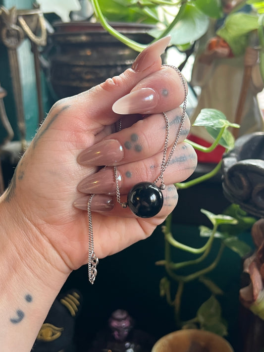 Minimalist Black Onyx Floating Sphere Necklace