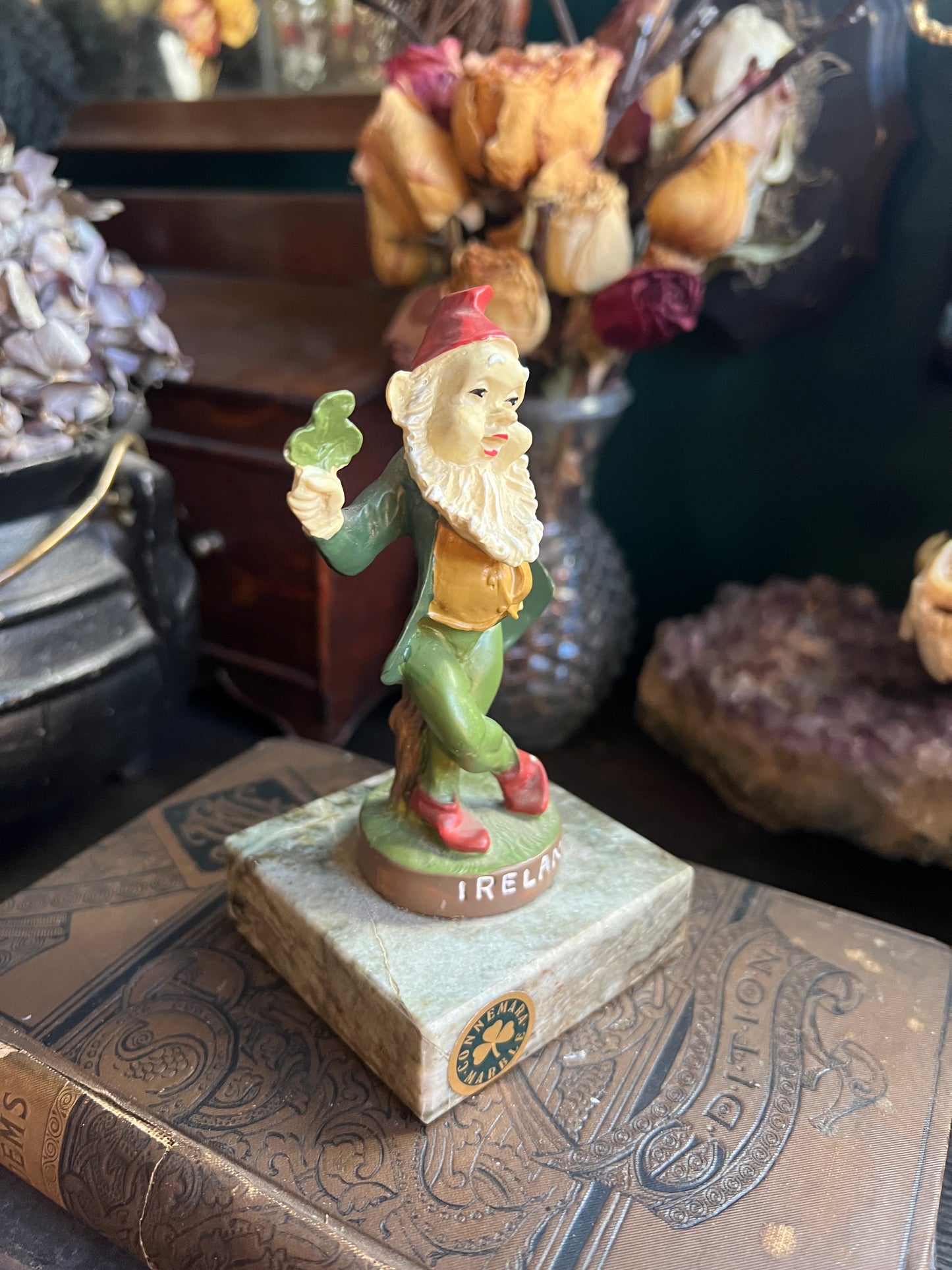 Irish Connemara Marble Leprechaun Statue