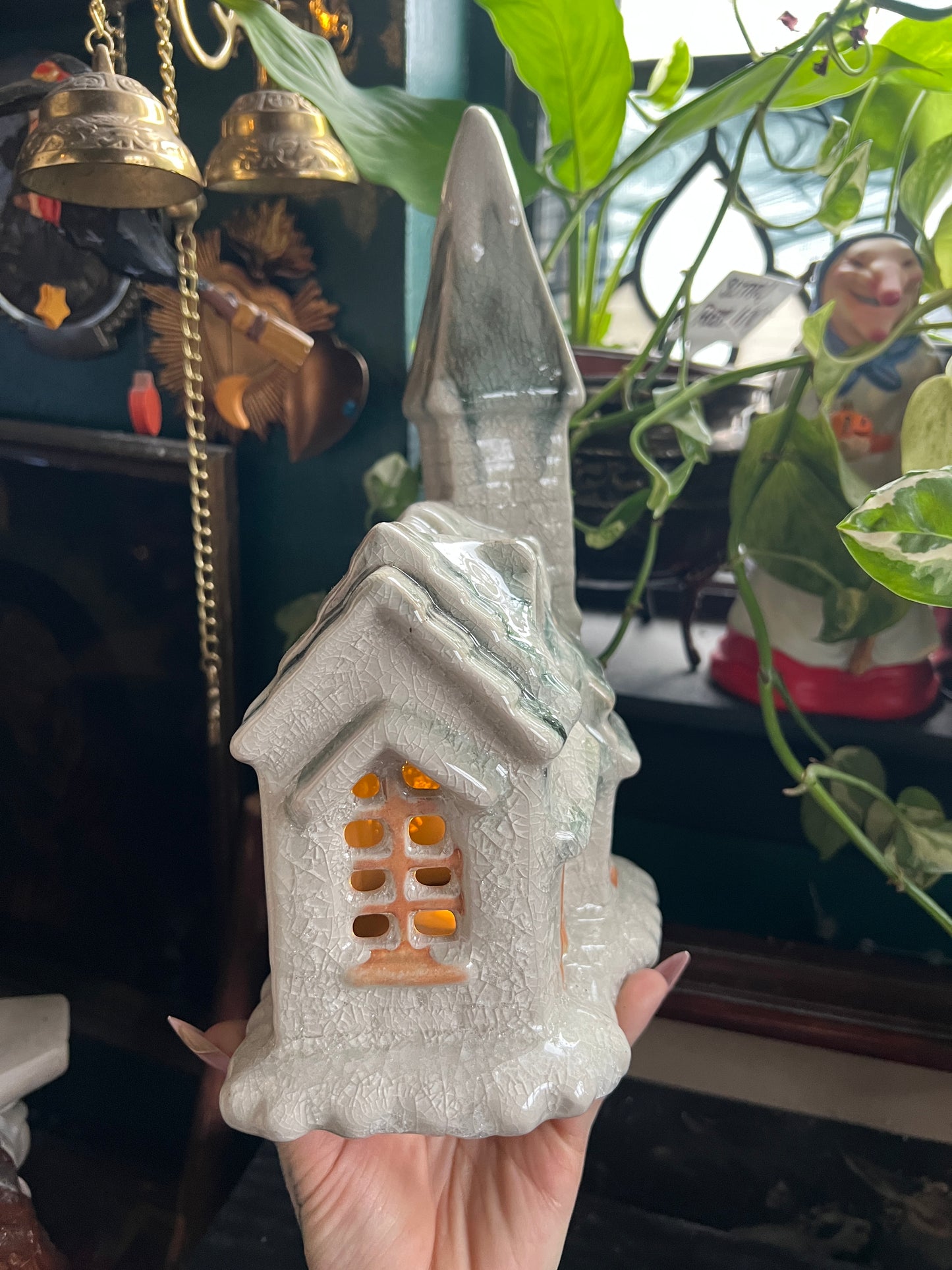 Ceramic Village Church Tea Light Holder