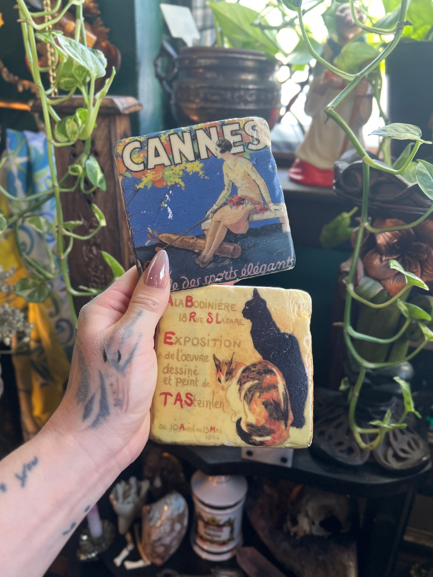 French Art Nouveau Tile Coasters