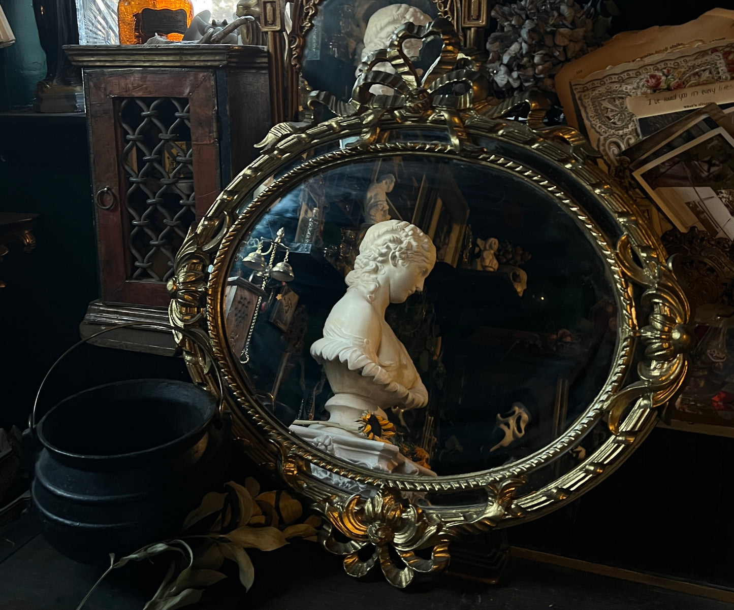 Italian Hollywood Regency Oval Mirror