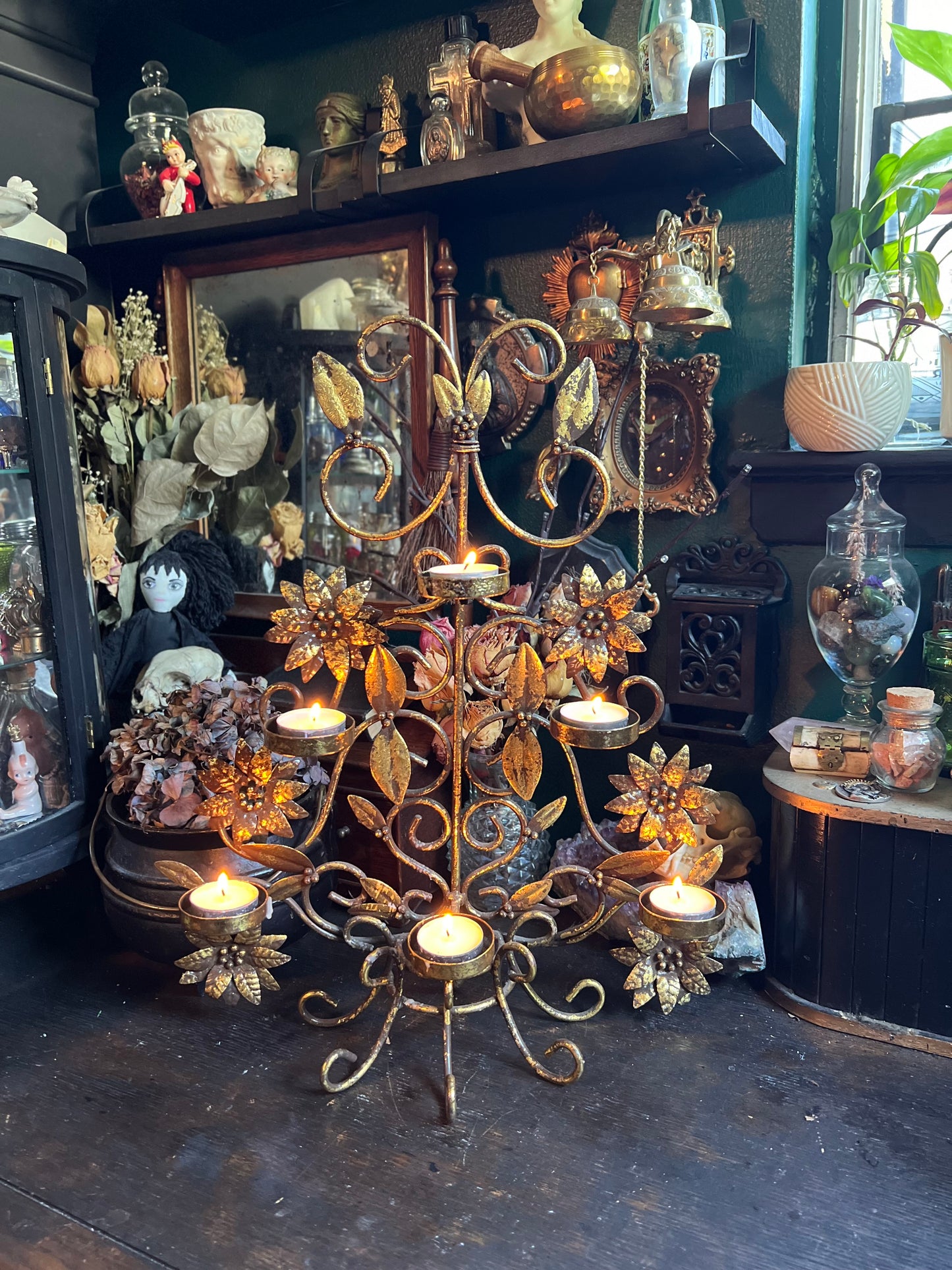 Floral Tea Light Candelabra