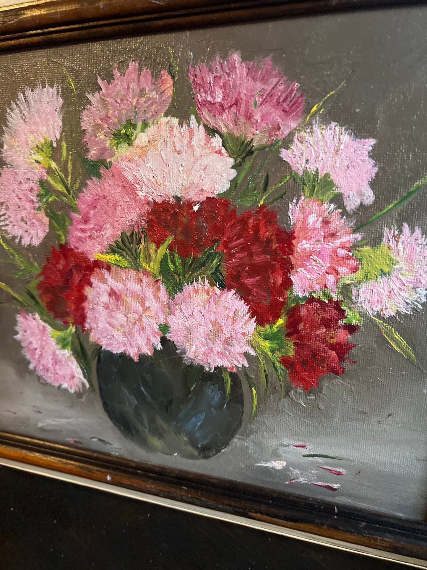 Peonies Painted Canvas Framed