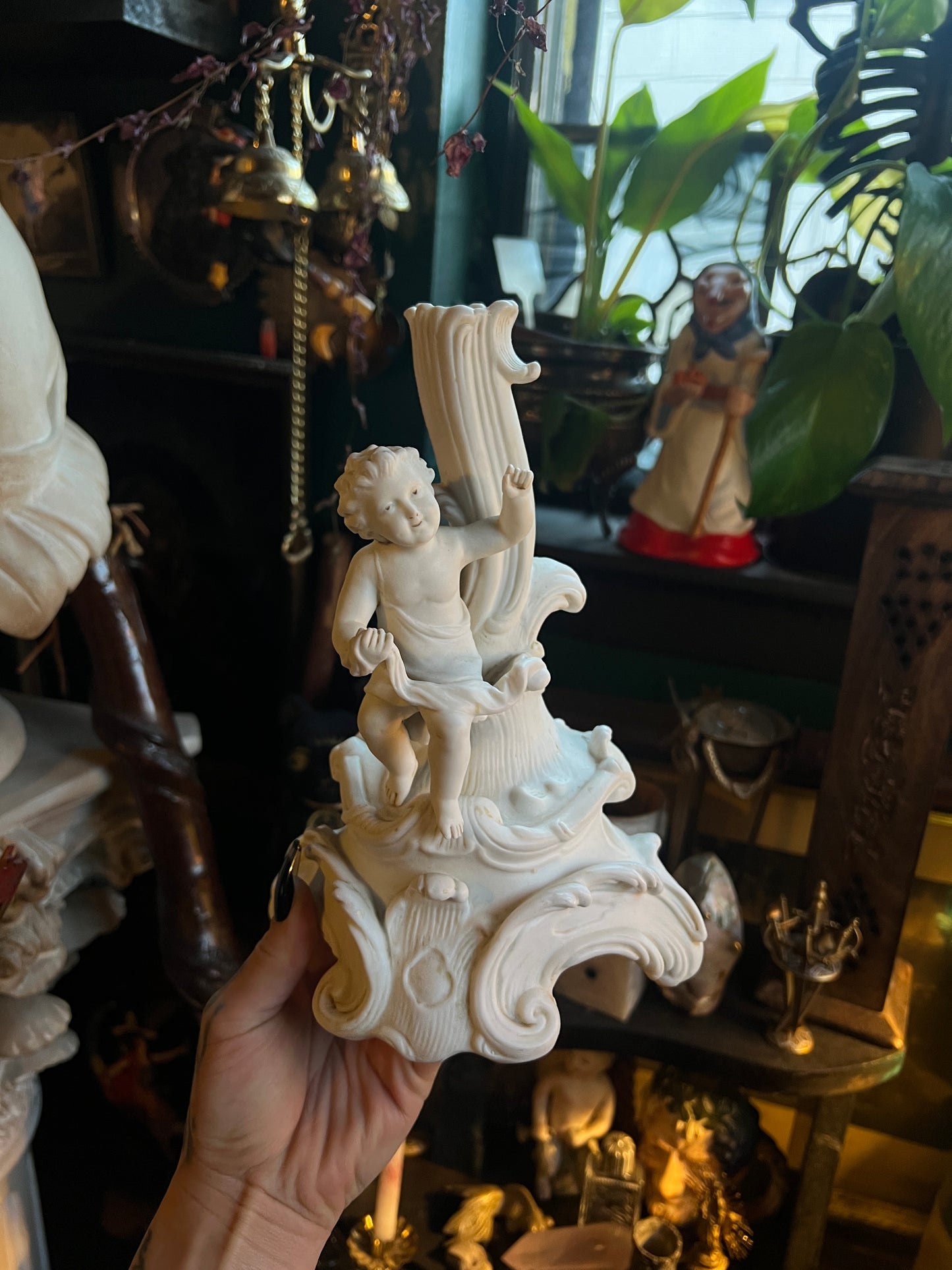 Italian Porcelain Cherub Candelabra