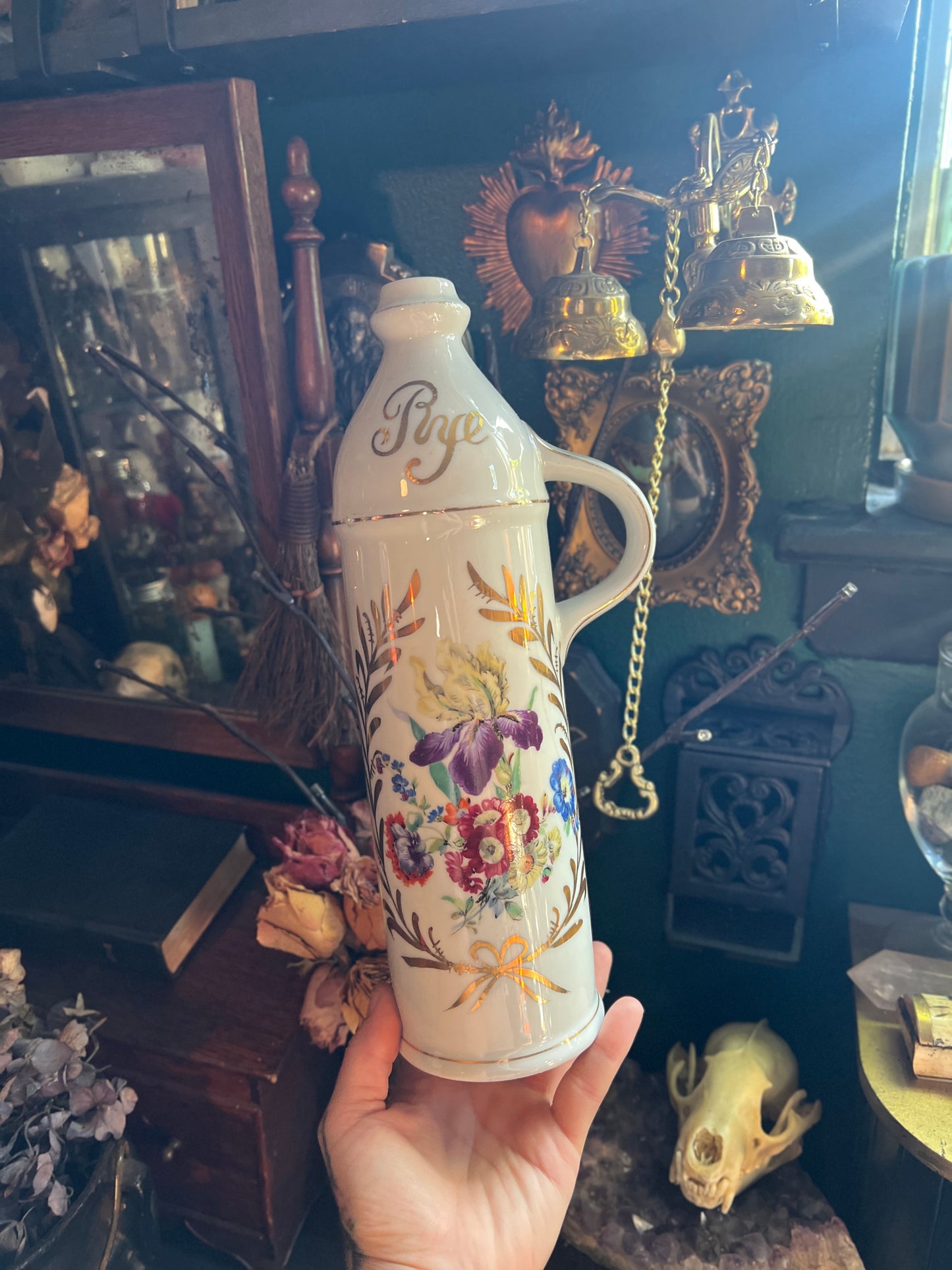 Porcelain Floral Rye Decanter