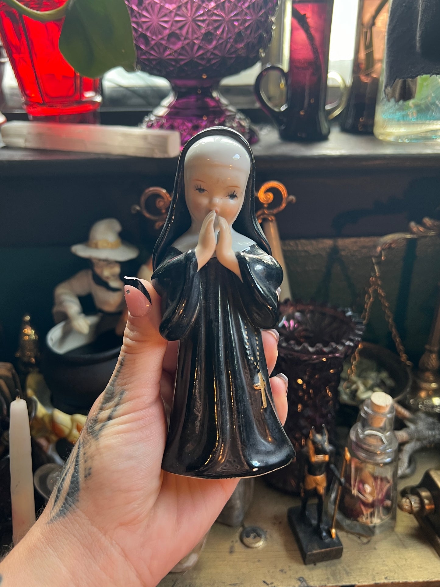 Praying Nun Porcelain Figurine