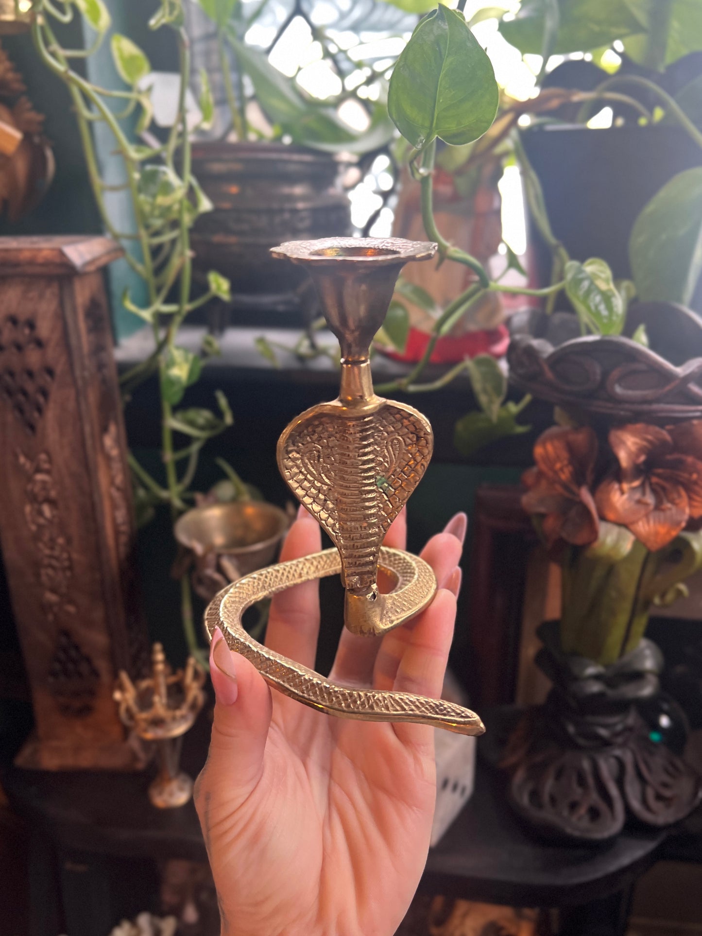 Brass Cobra Candlestick Holder
