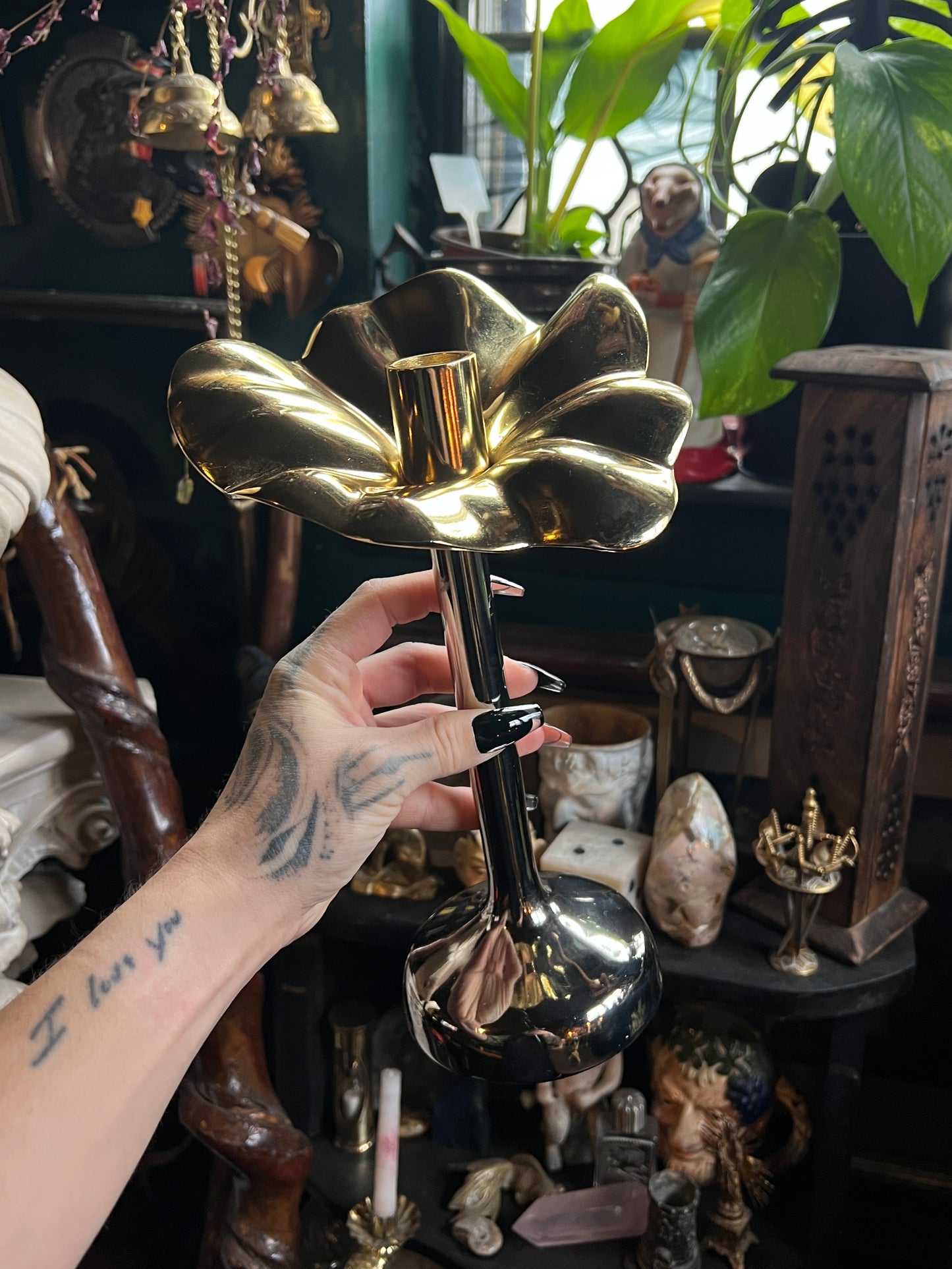 Blossom Platinum & Gold Tapered Candle Holder