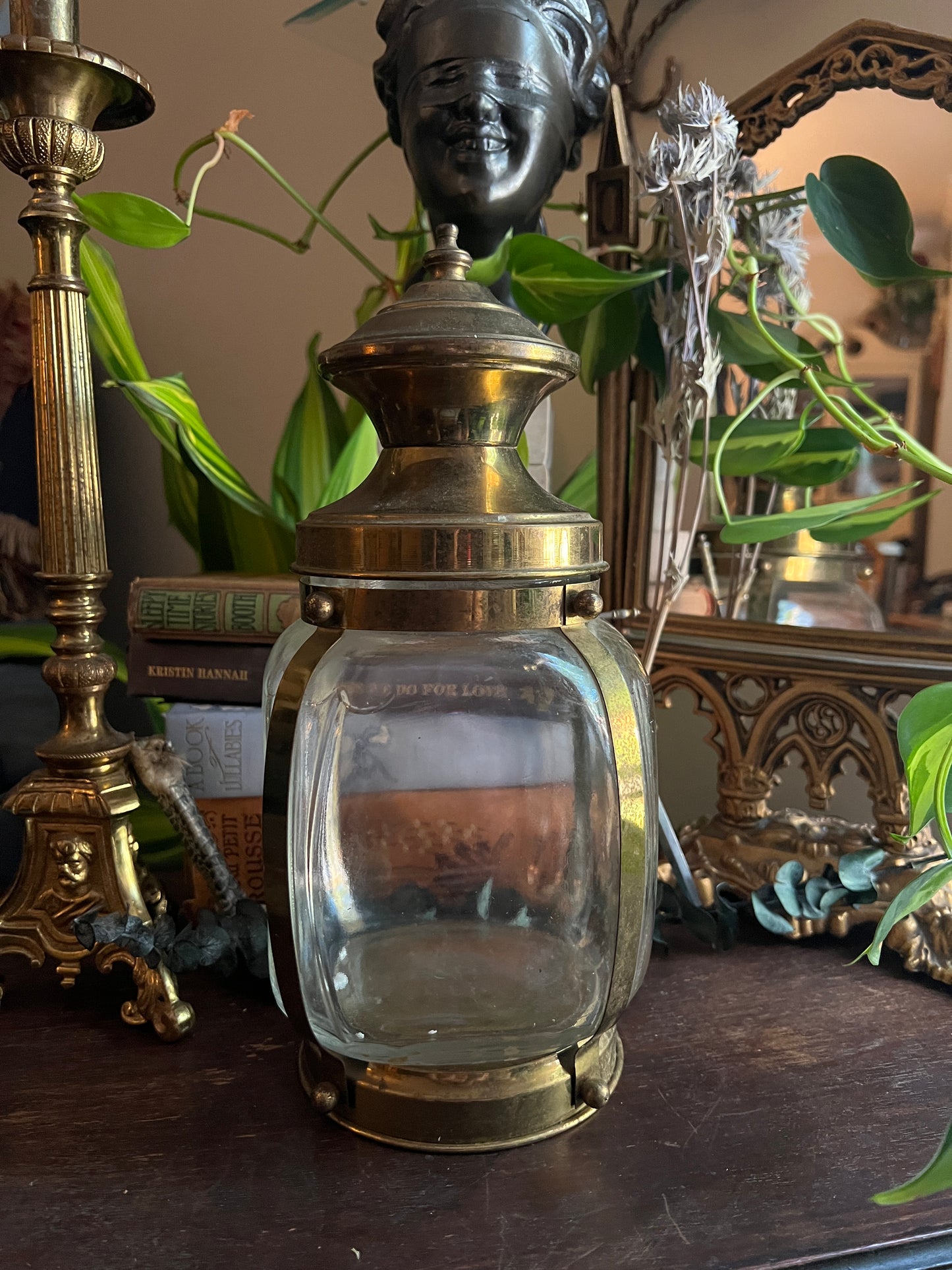 Brass & Glass Lantern Jar