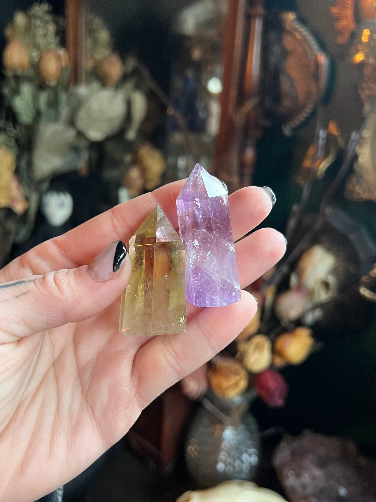 Amethyst & Citrine Points 2”