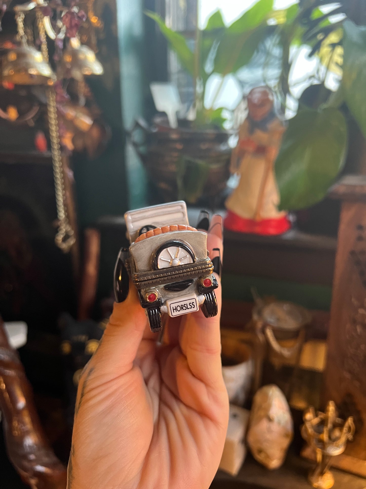 Midwest of Cannon Falls Horseless Buggie Antique Car Trinket Box