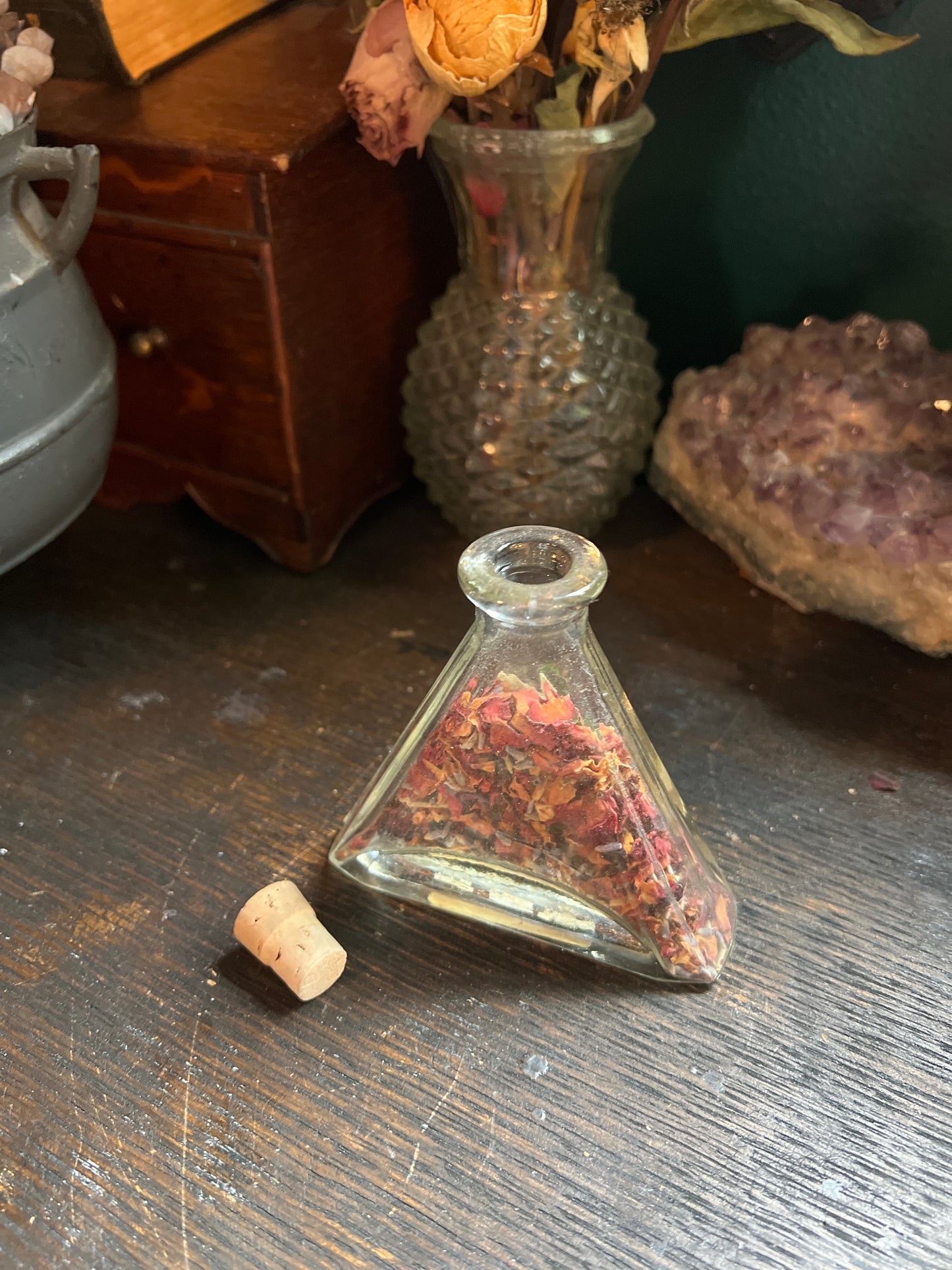 Glass Triangle Spell Bottle