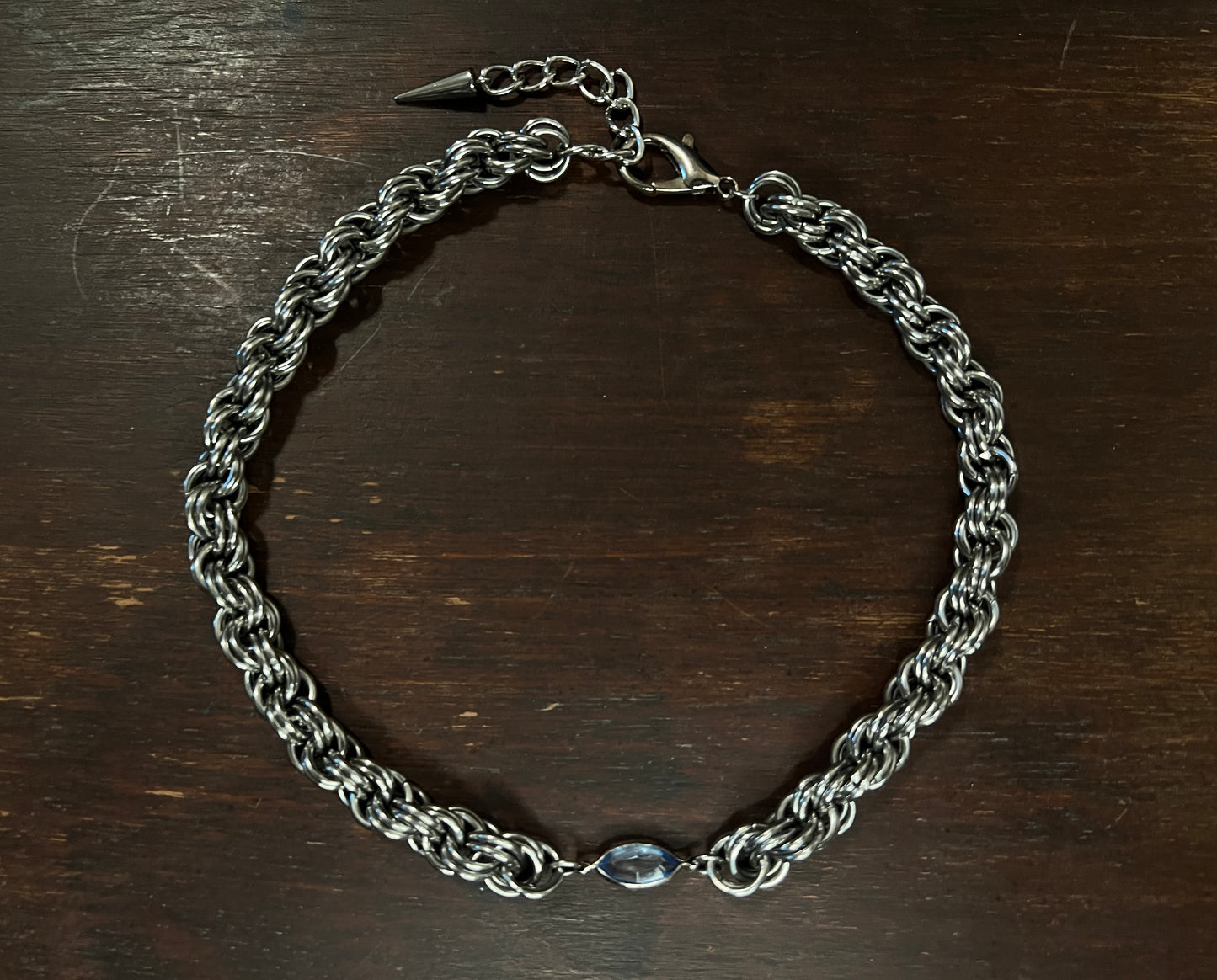Blue Marquise Chainmaille Choker Necklace