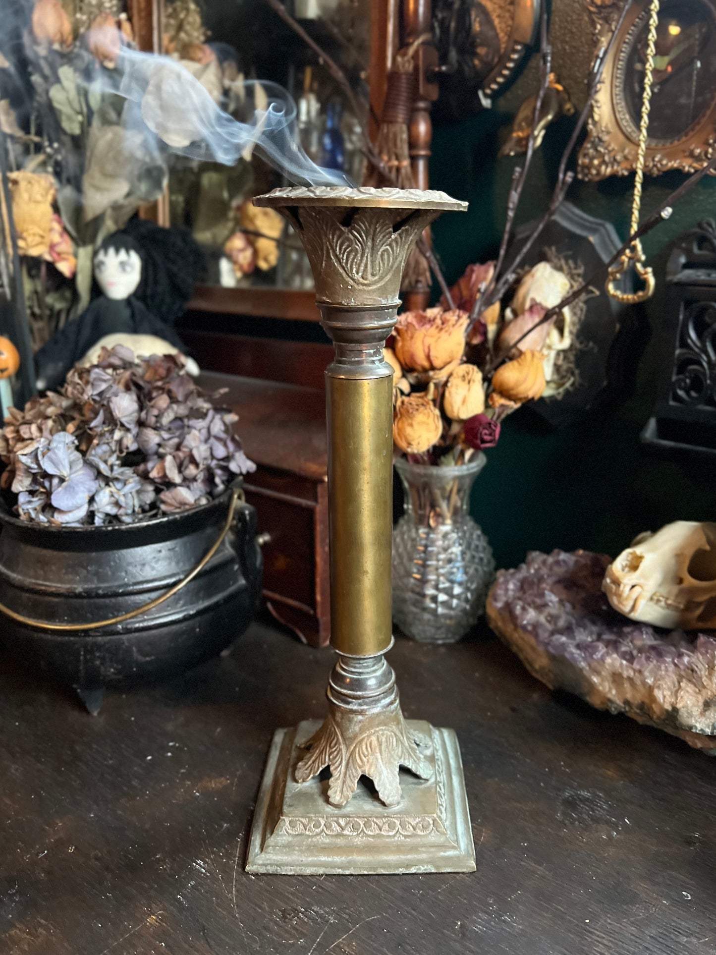 Vintage Brass Pillar Dish